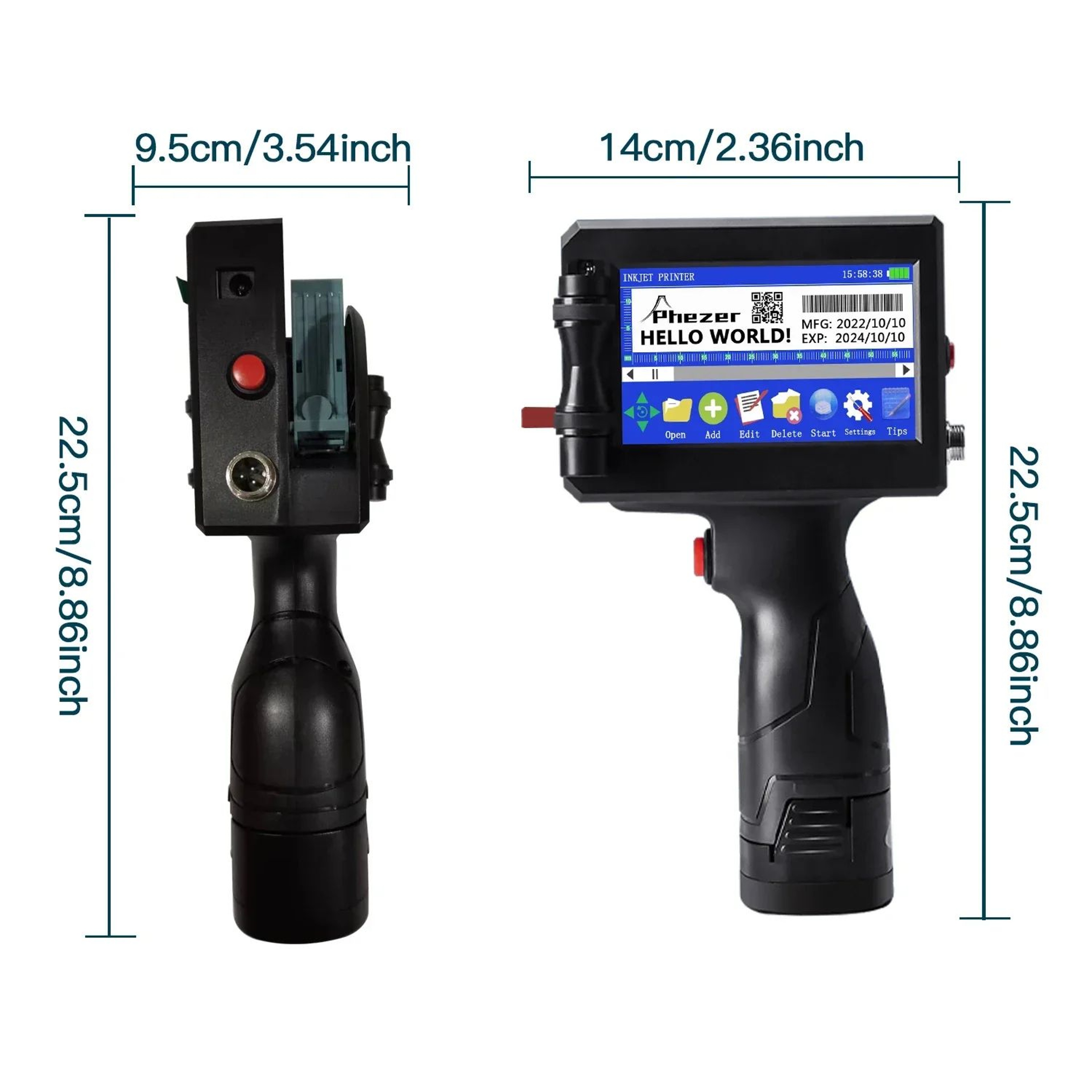 Handheld Inkjet Printer 127mm Portable Barcode QR Code And Date Coding Machine 2