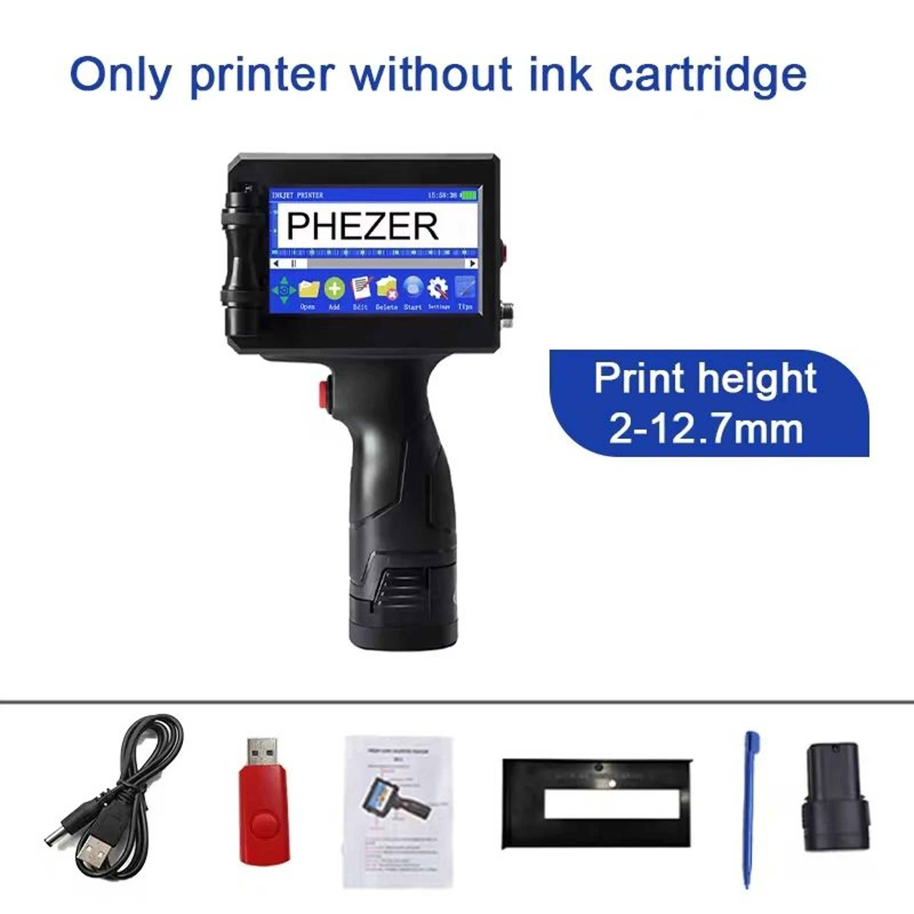 Handheld Inkjet Printer 127mm Portable Barcode QR Code And Date Coding Machine 11