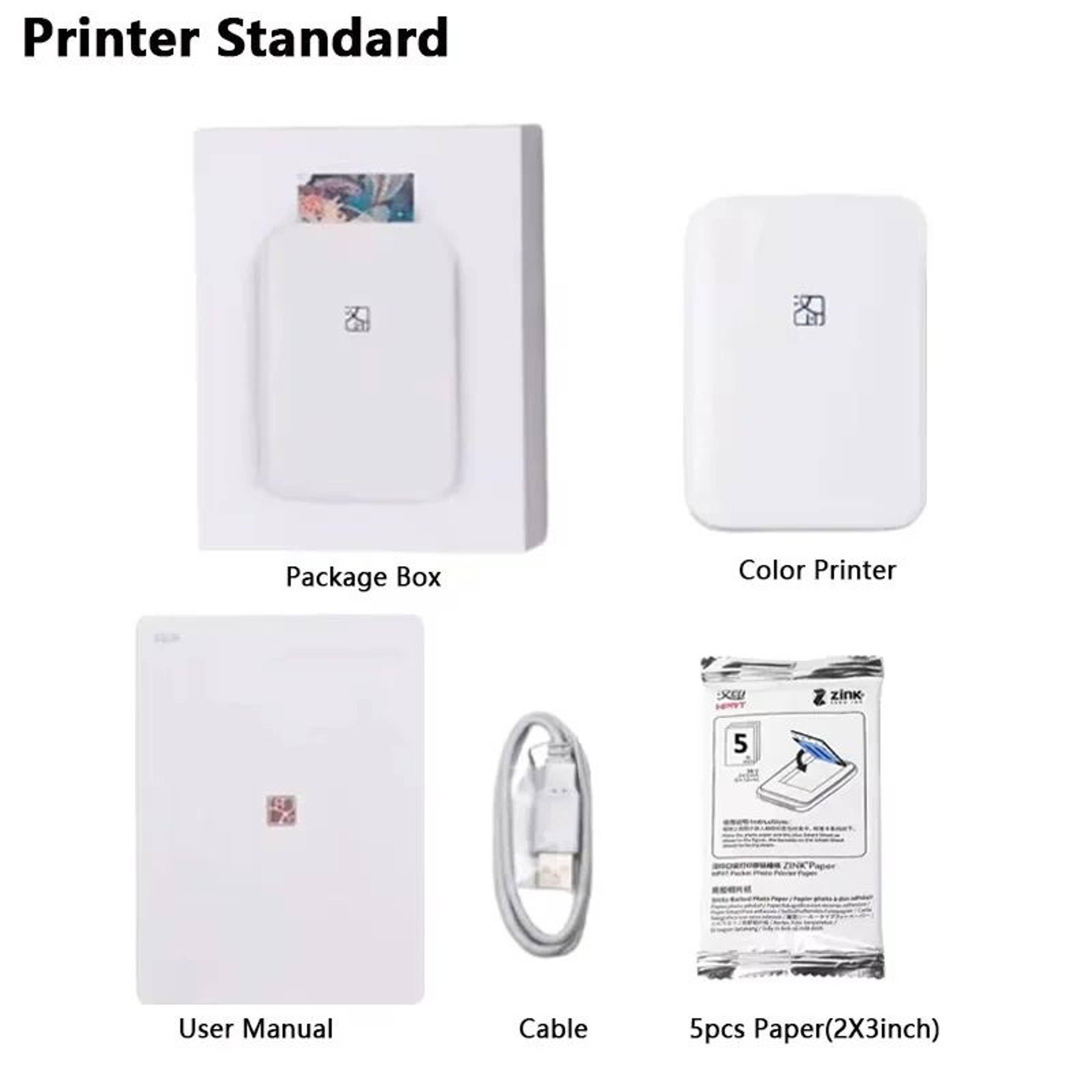 Portable 2x3 Inch Bluetooth Color Photo Printer For Smartphones 6