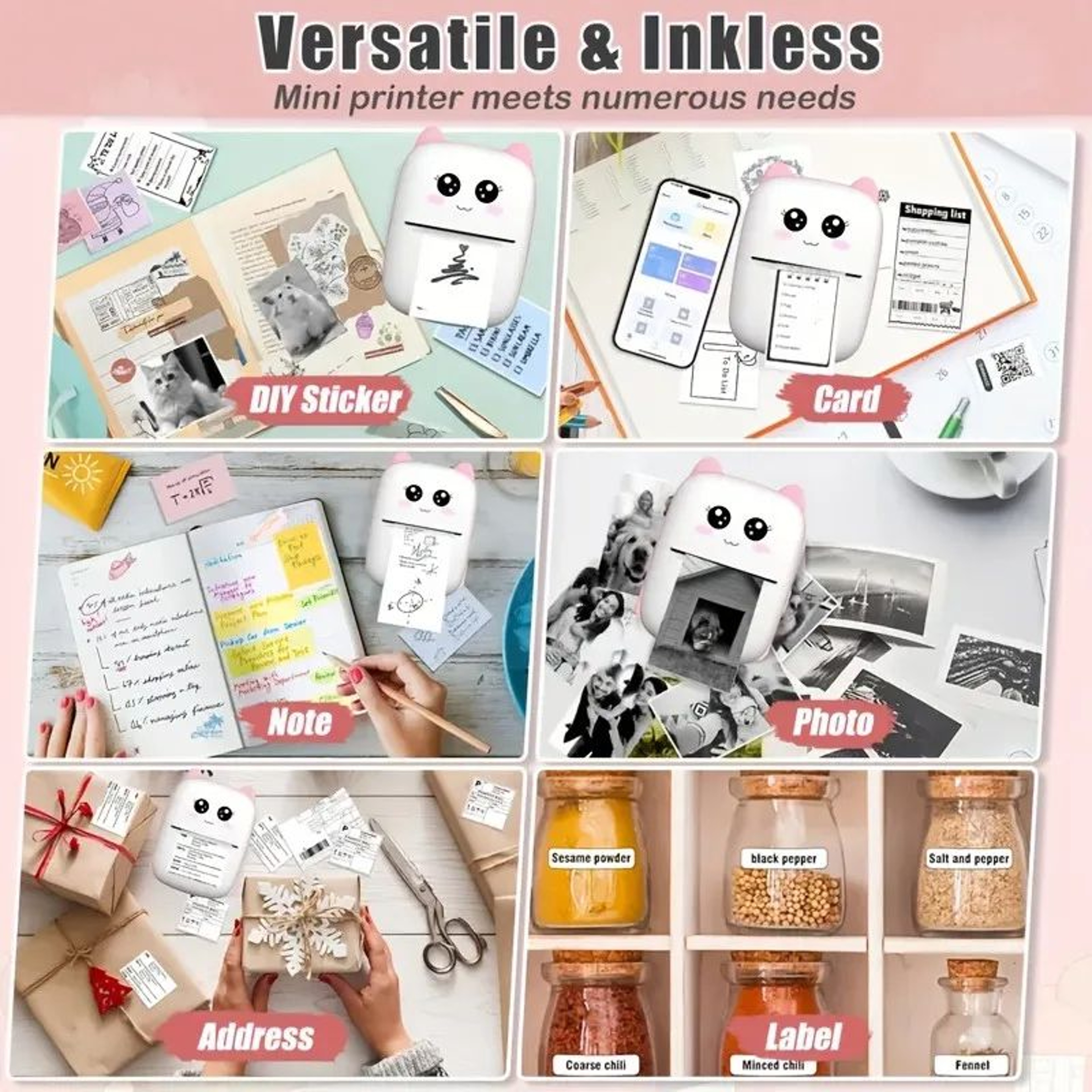 Portable Mini Thermal Printer For Photos Notes Labels And Receipts 1