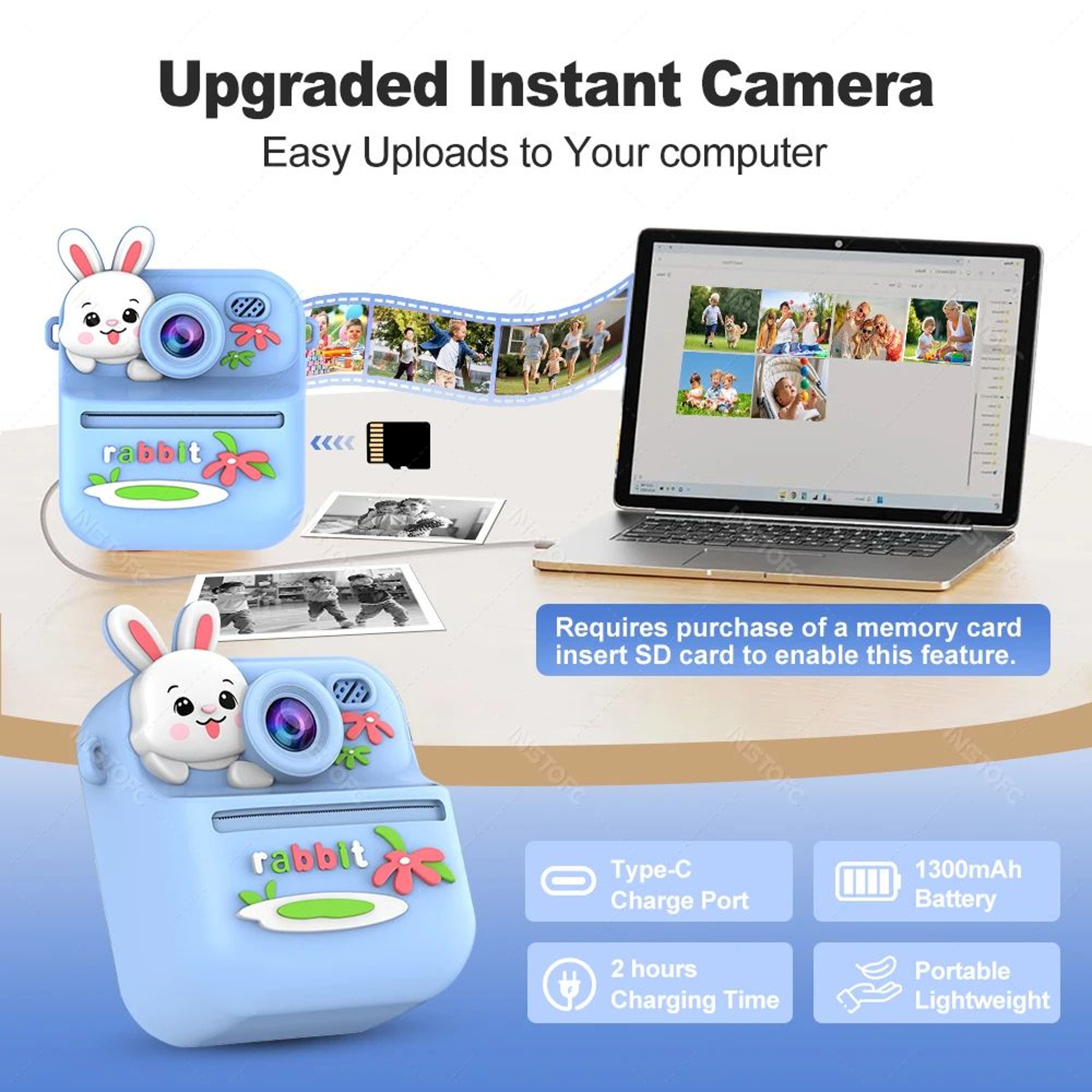 Kids Instant Print Digital Camera With 1080P HD Video And Dual Lens 1