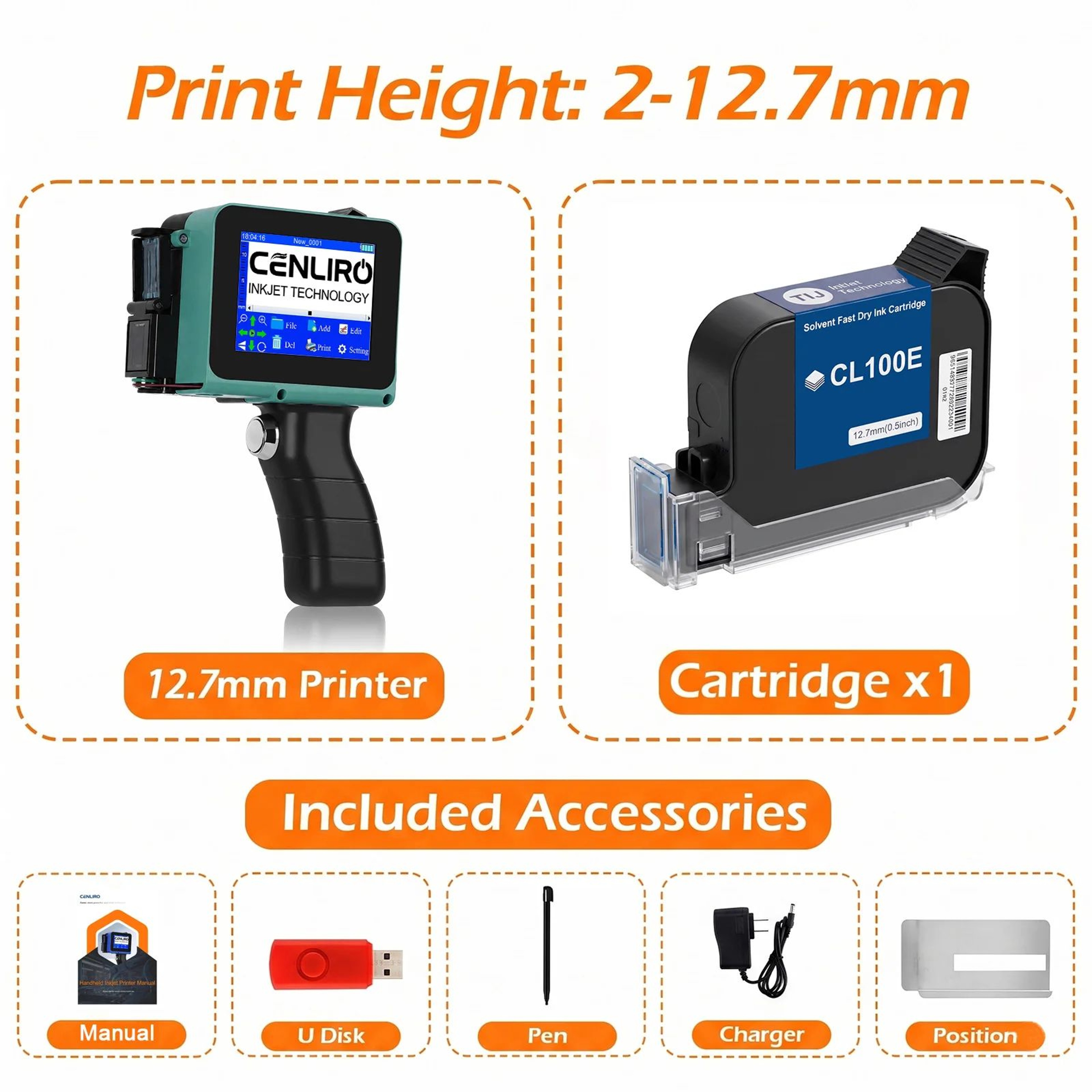 CL05P Detachable Handheld Inkjet Printer 127mm For QR Codes Barcodes And Expiry Dates 6