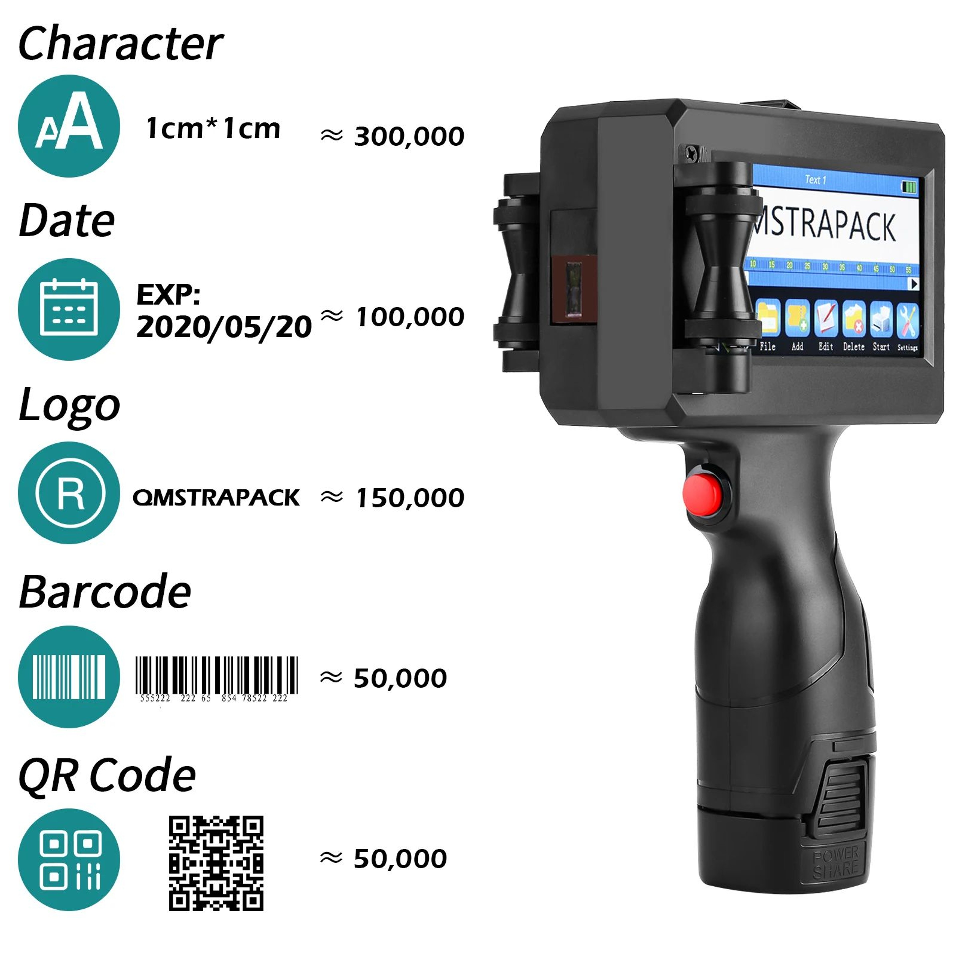 127mm Handheld Inkjet Printer For QR Codes Barcodes And Date Marking 1