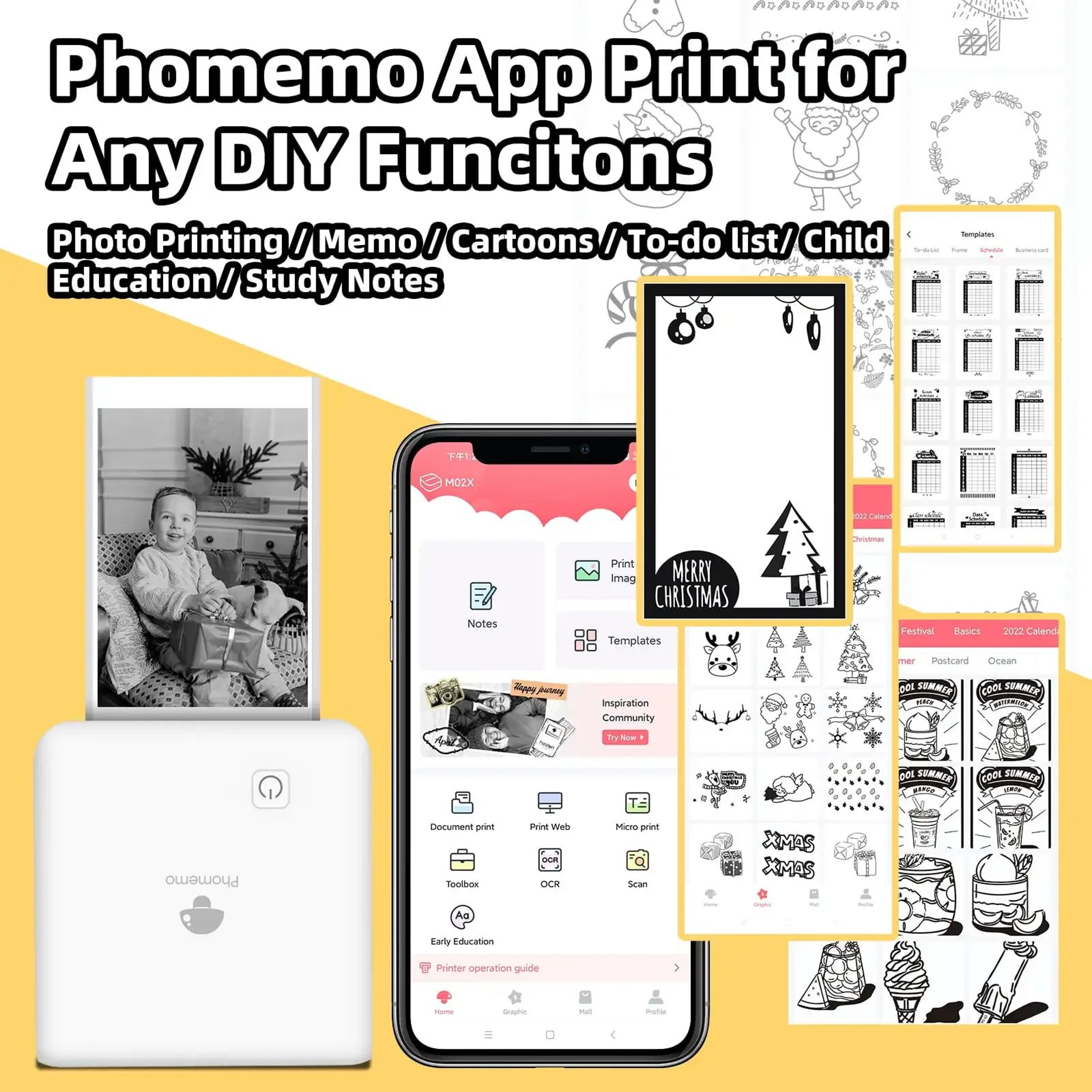 300DPI Mini Bluetooth Pocket Thermal Printer For IOS Android Portable Inkless Photo And Note Printe 5