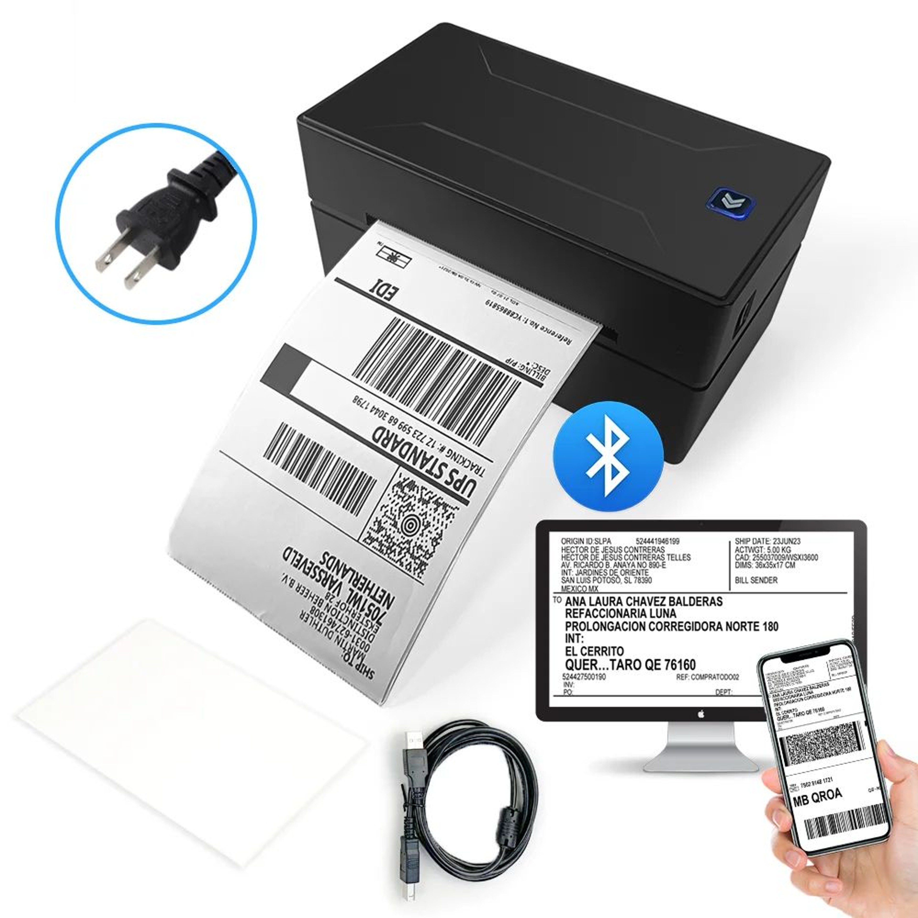 D100 Portable Bluetooth 4x6 Inch Wireless Thermal Shipping Label Printer 7