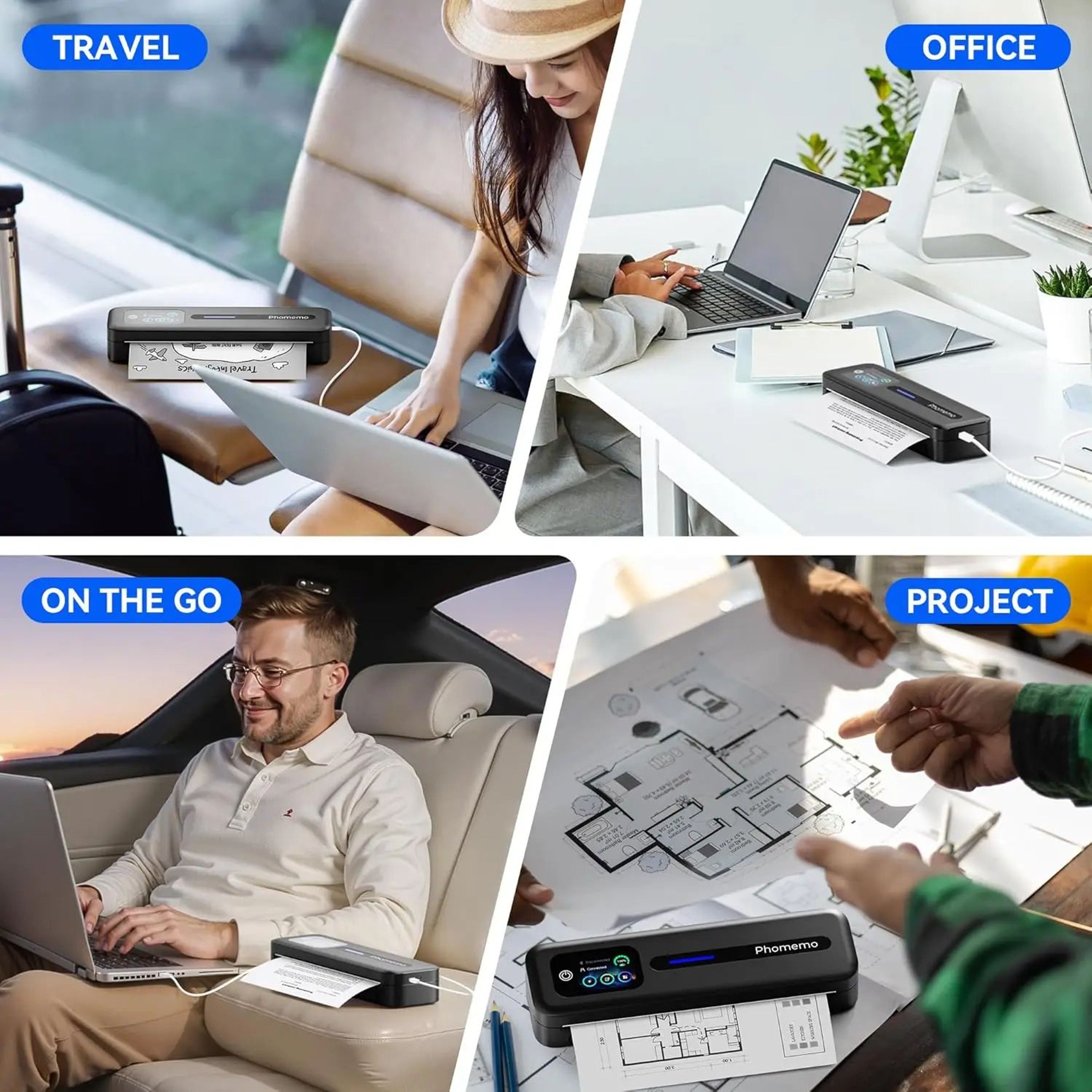 M832D Portable A4 Thermal Printer With Touchscreen Wireless Inkless Printing For Travel And Office 3