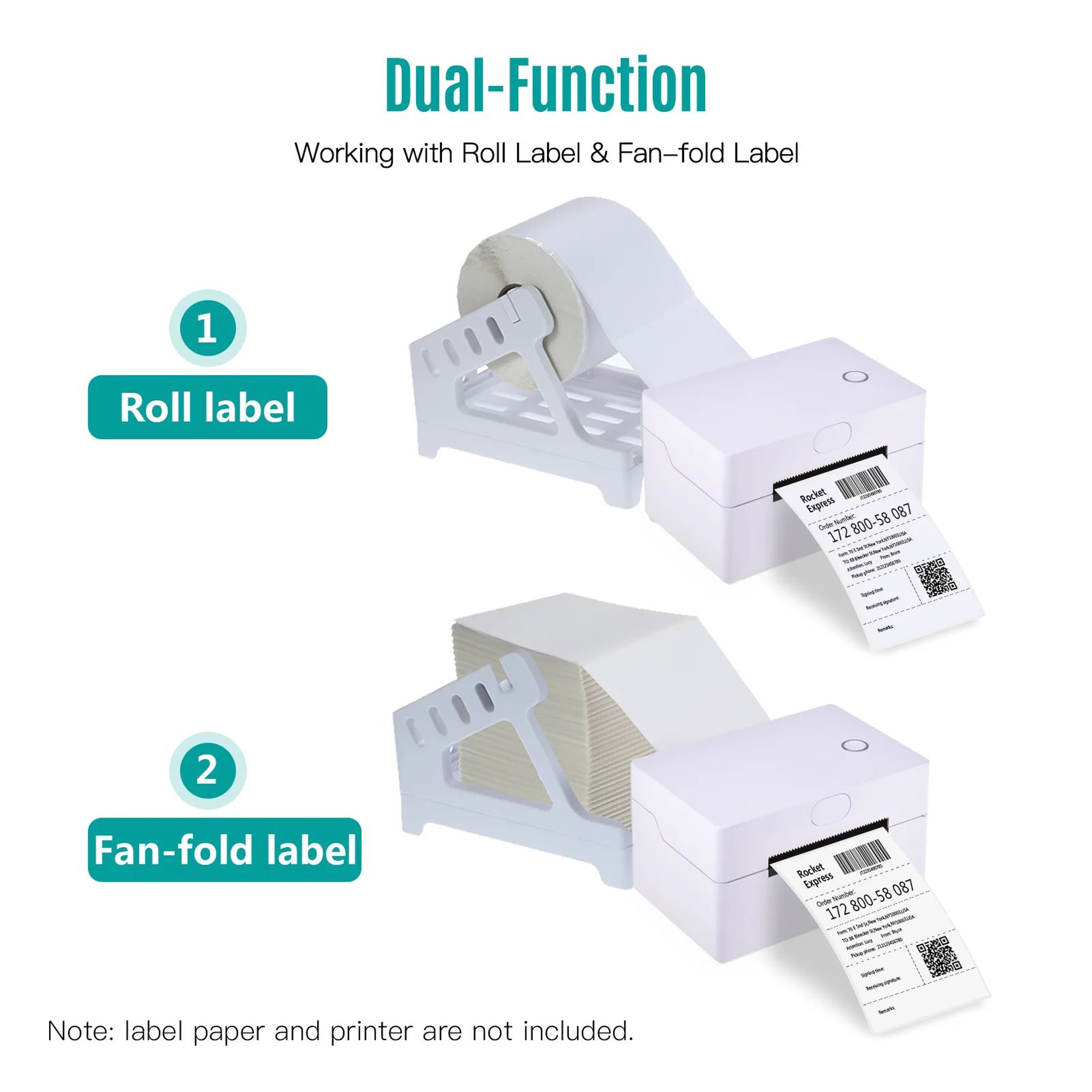 2in1 Shipping Label Holder For 4x6 Inch Thermal Printer Rolls And Fanfold Labels 2