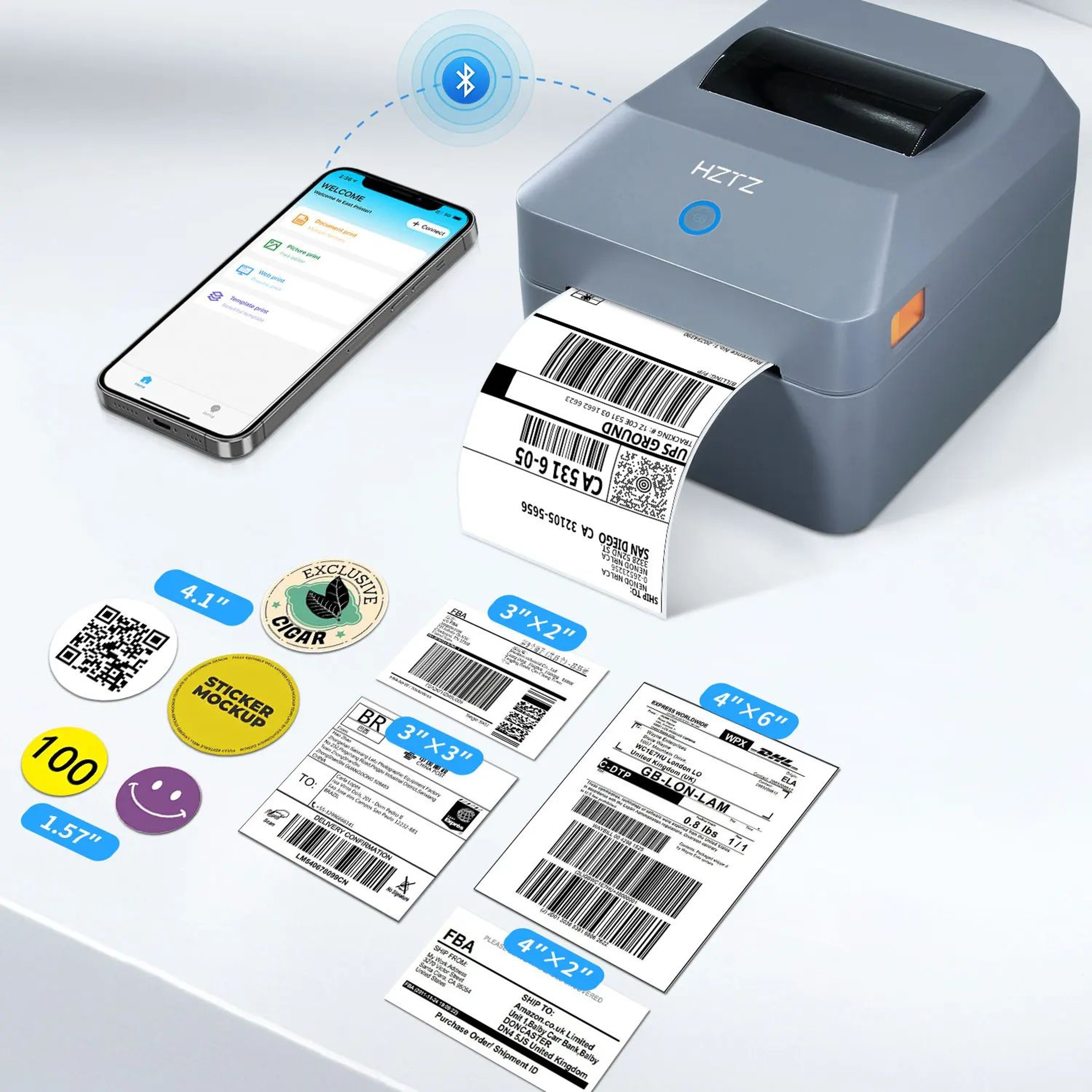 T40 4Inch Bluetooth Thermal Shipping Label Printer For 4x6Inch Labels 2