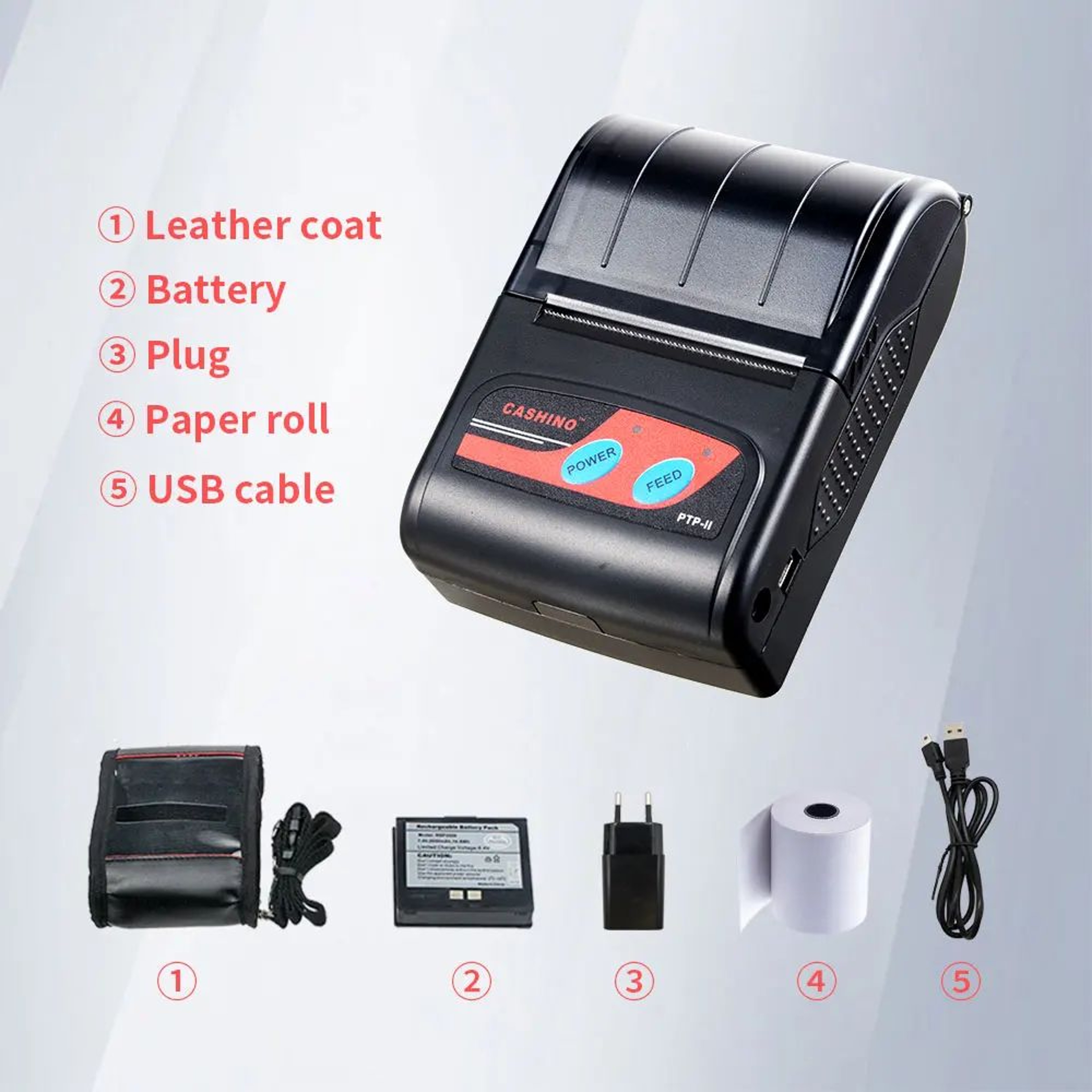 58mm Portable Bluetooth Thermal Receipt Printer With USB And 2000mAh Battery 3
