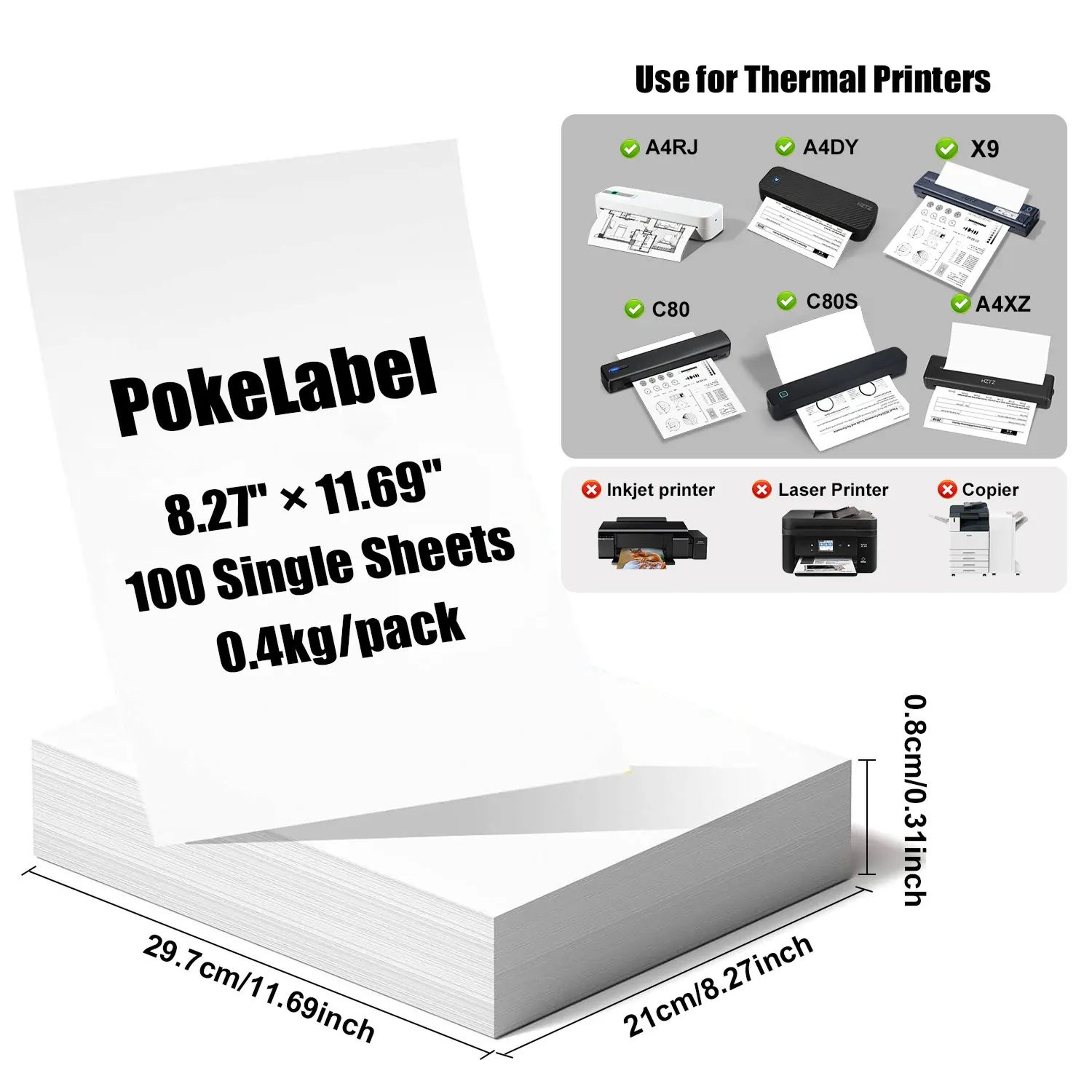 Portable A4 Bluetooth Thermal Printer For Wireless Inkless Document Printing 2