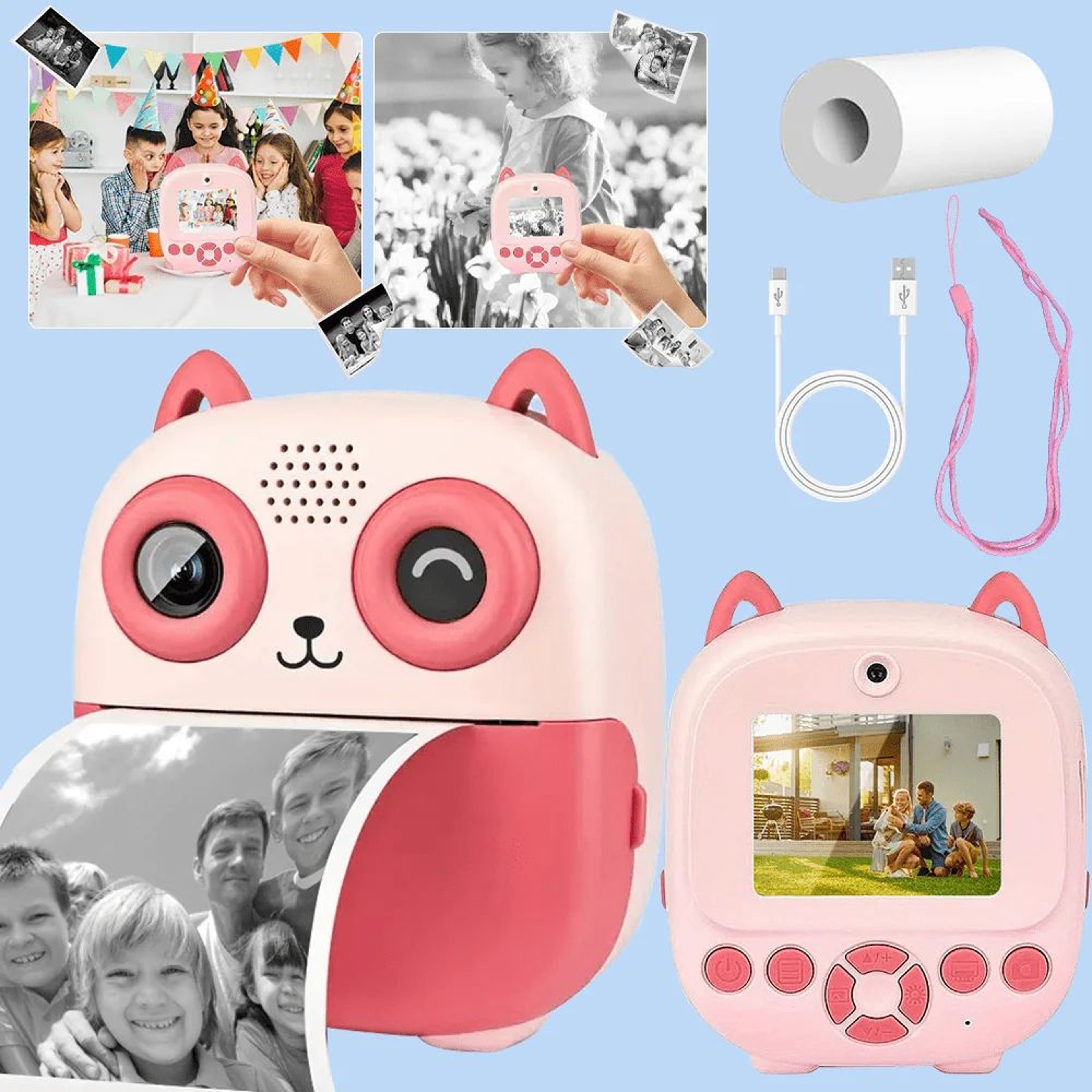 Instant Print Digital Selfie Camera With Thermal Printer And 5 Monochrome Print Colors 6