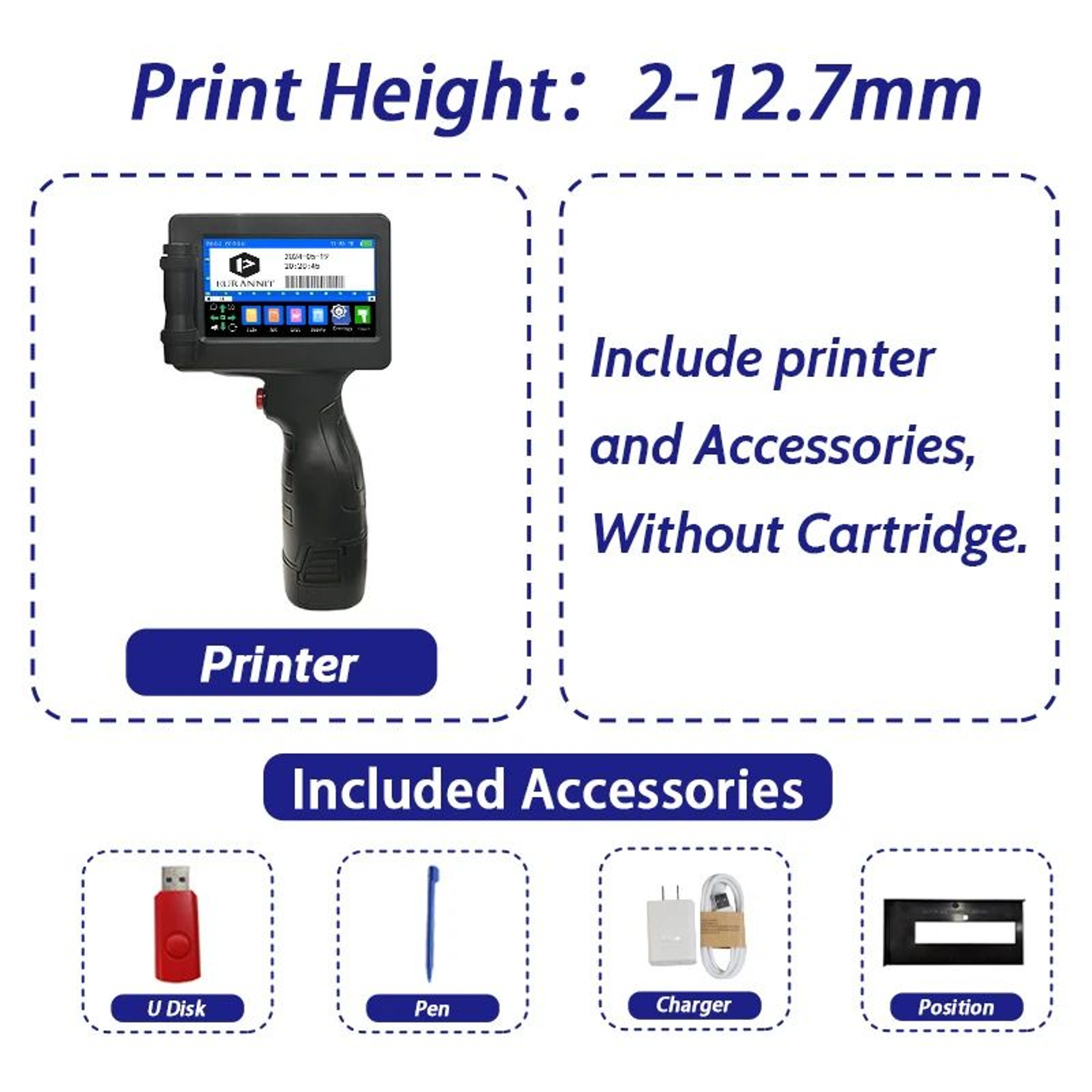 E17 127mm Portable Handheld Inkjet Printer For QR Codes Barcodes And Date Coding 6