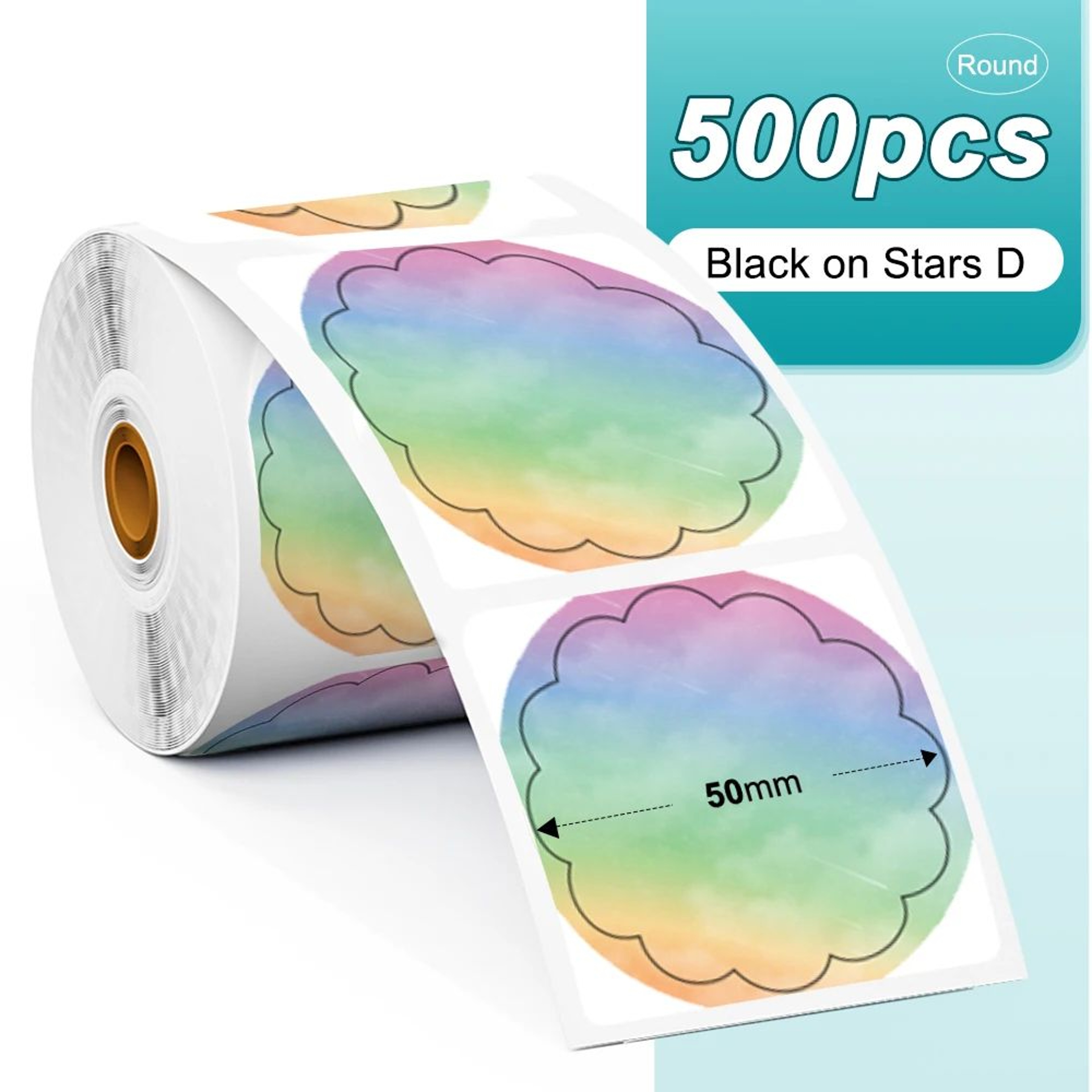 Rainbow Round And Square Thermal Sticker Labels For Shipping Packaging And DIY Branding 7