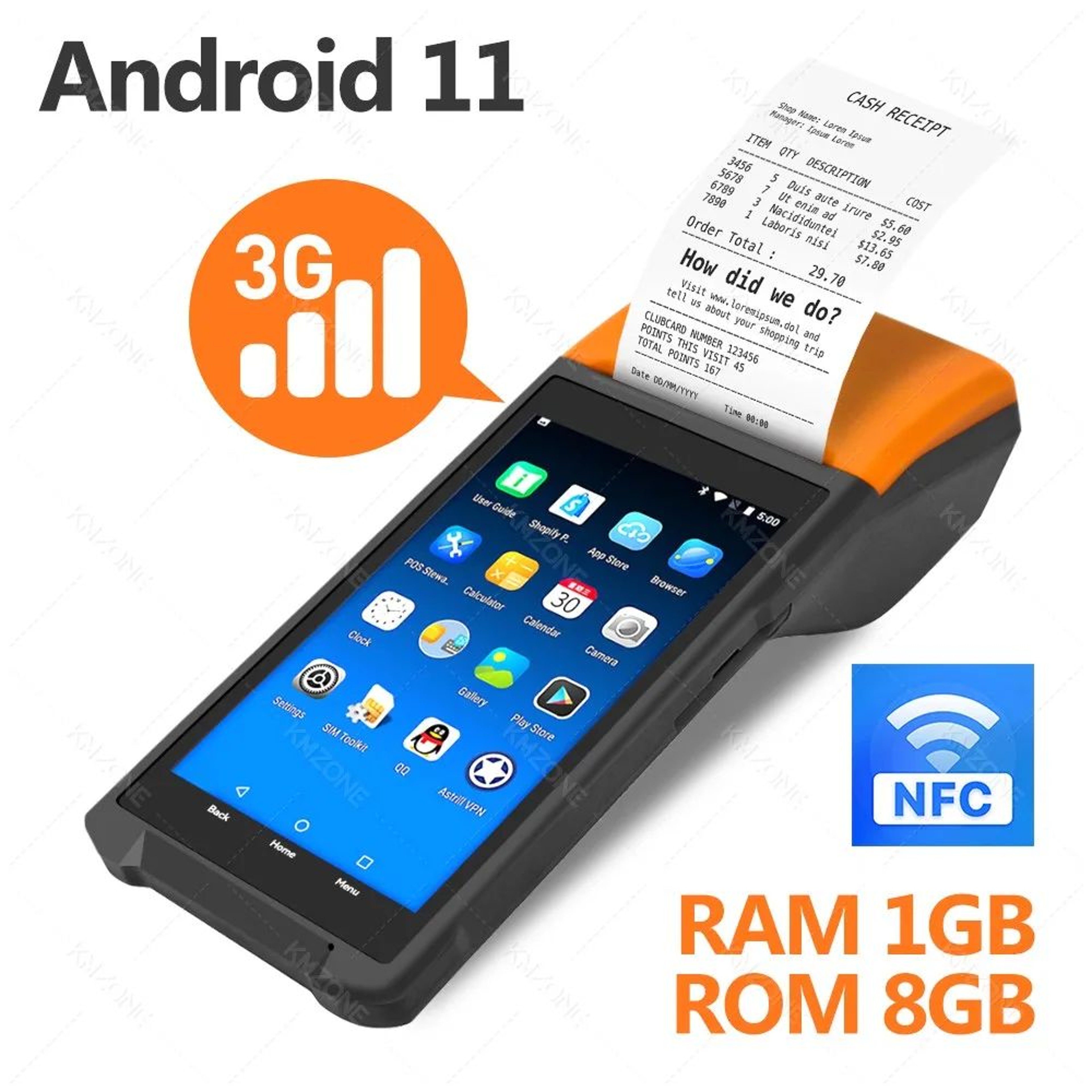 Android POS Terminal With 5 Inch Touchscreen And 58mm Bluetooth Thermal Receipt Printer 7