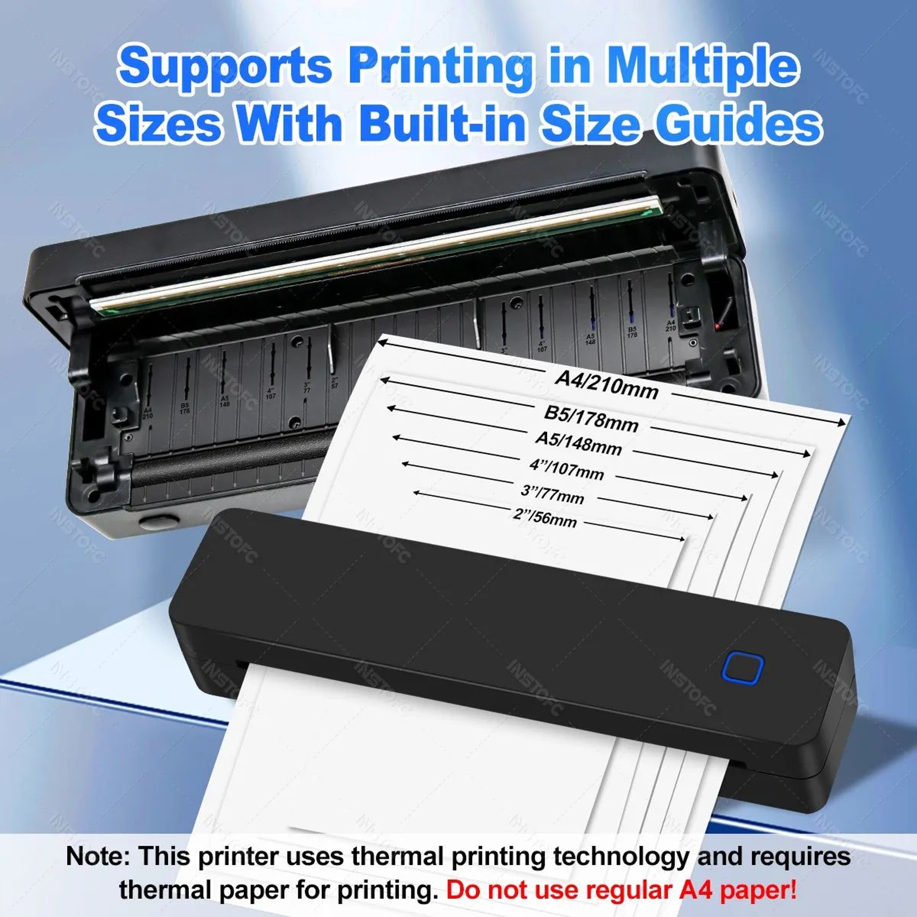 Portable A4 Wireless Thermal Printer 1500mAh Inkless Bluetooth Mini Printer With USB TypeC 0