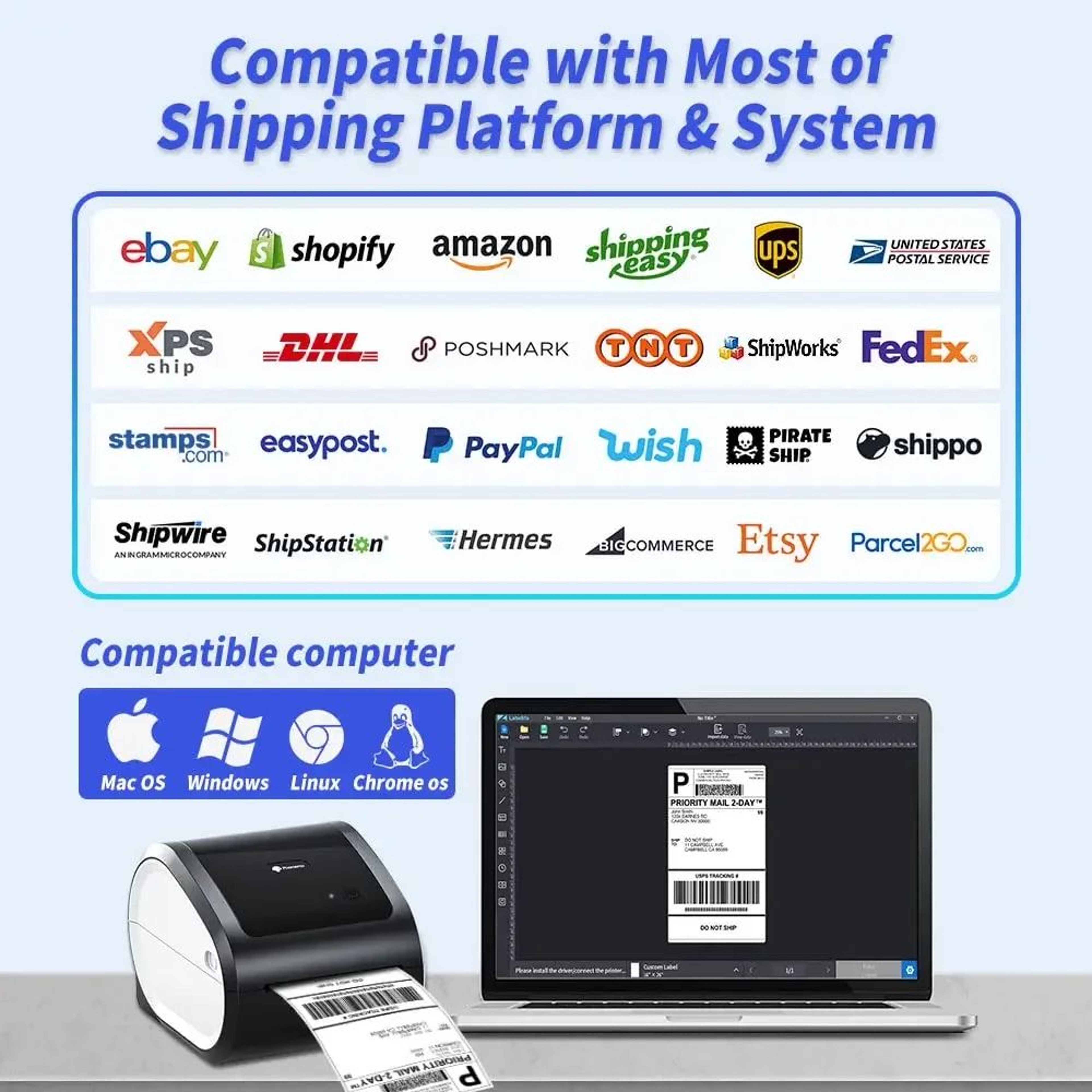 Wireless Bluetooth Thermal Shipping Label Printer 4 X 6 Inch For Small Business 1