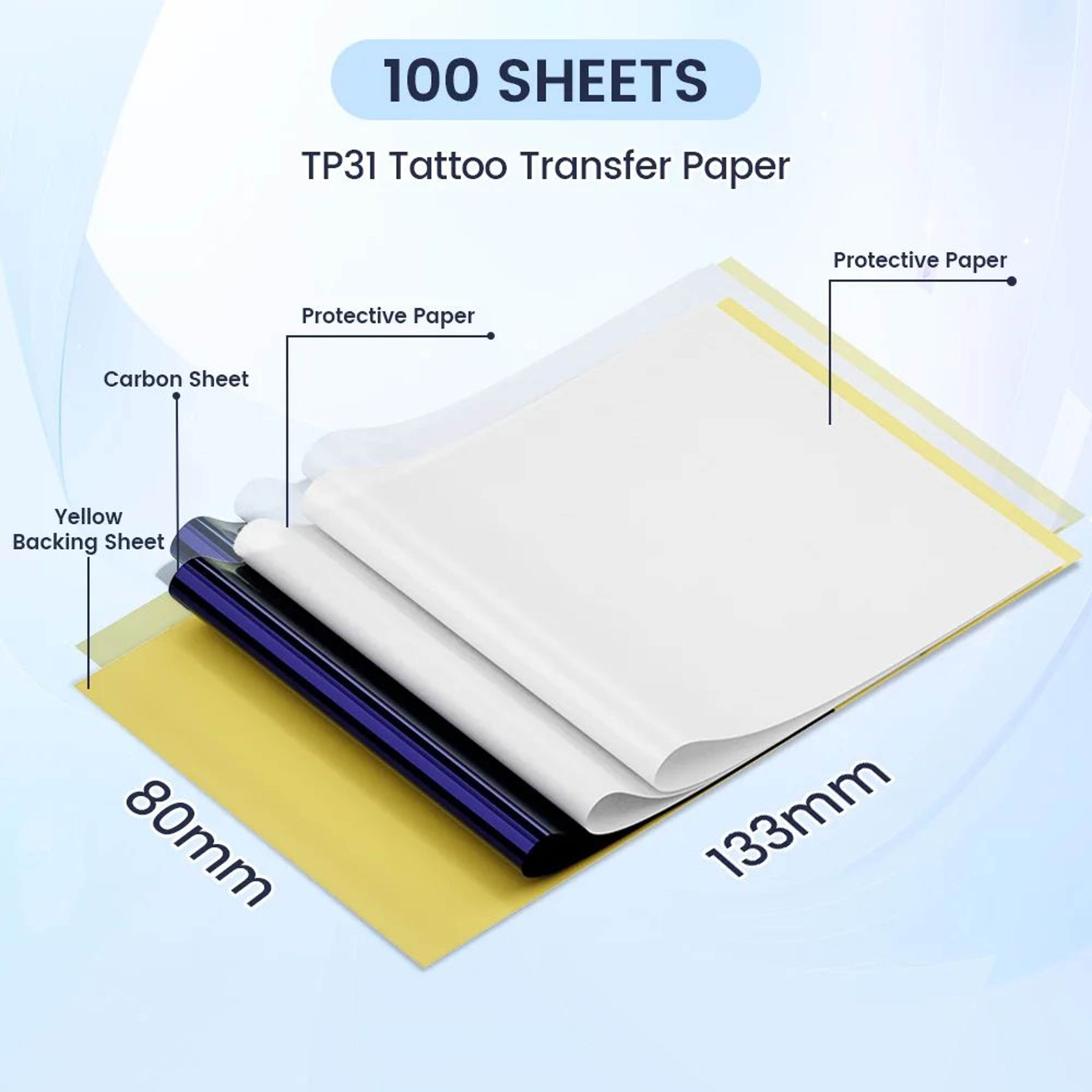 100PCS Tattoo Stencil Transfer Paper 315 X 524 Inch For TP31 Thermal Printer 5