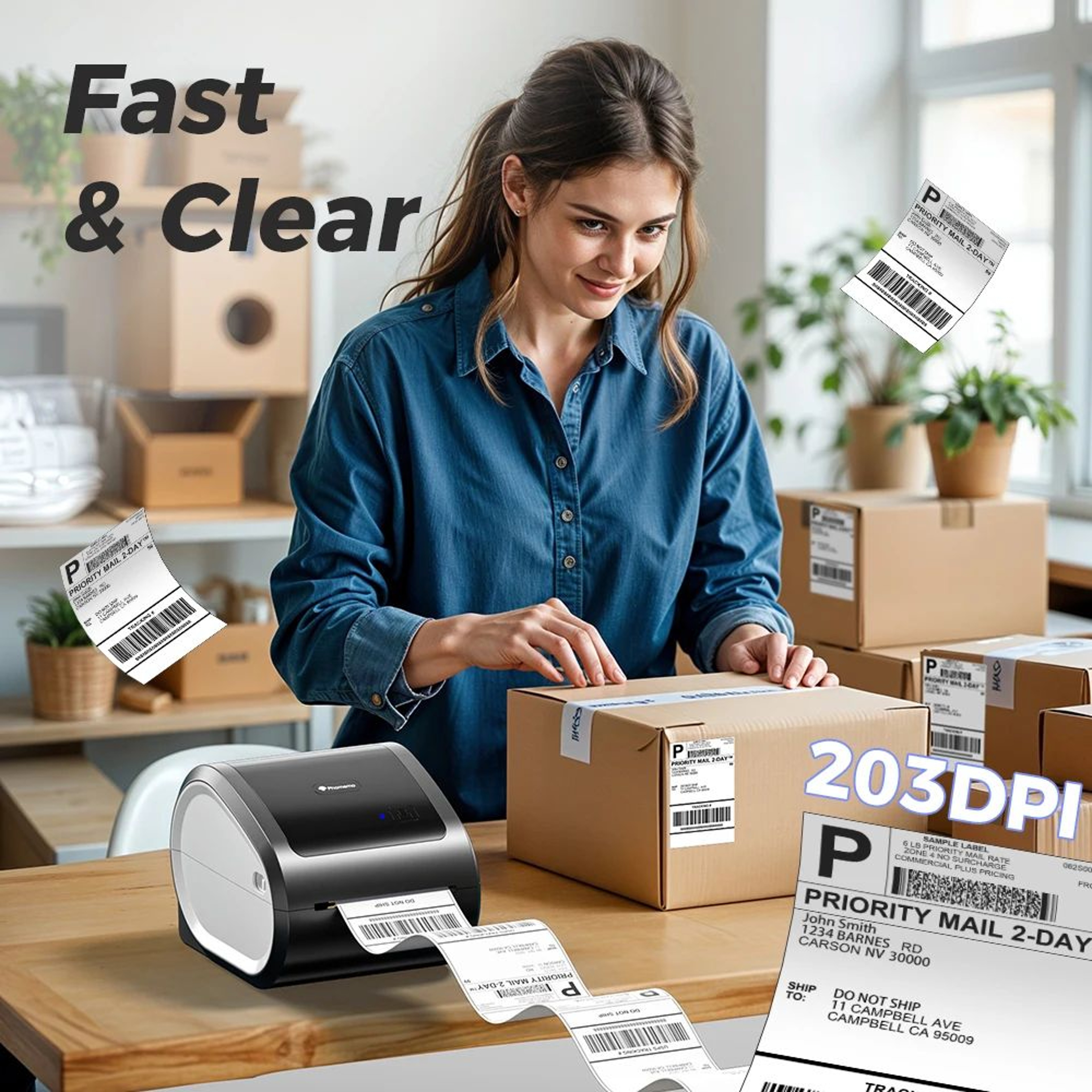 Wireless Bluetooth 4x6 Inch Thermal Shipping Label Printer For Small Business 5