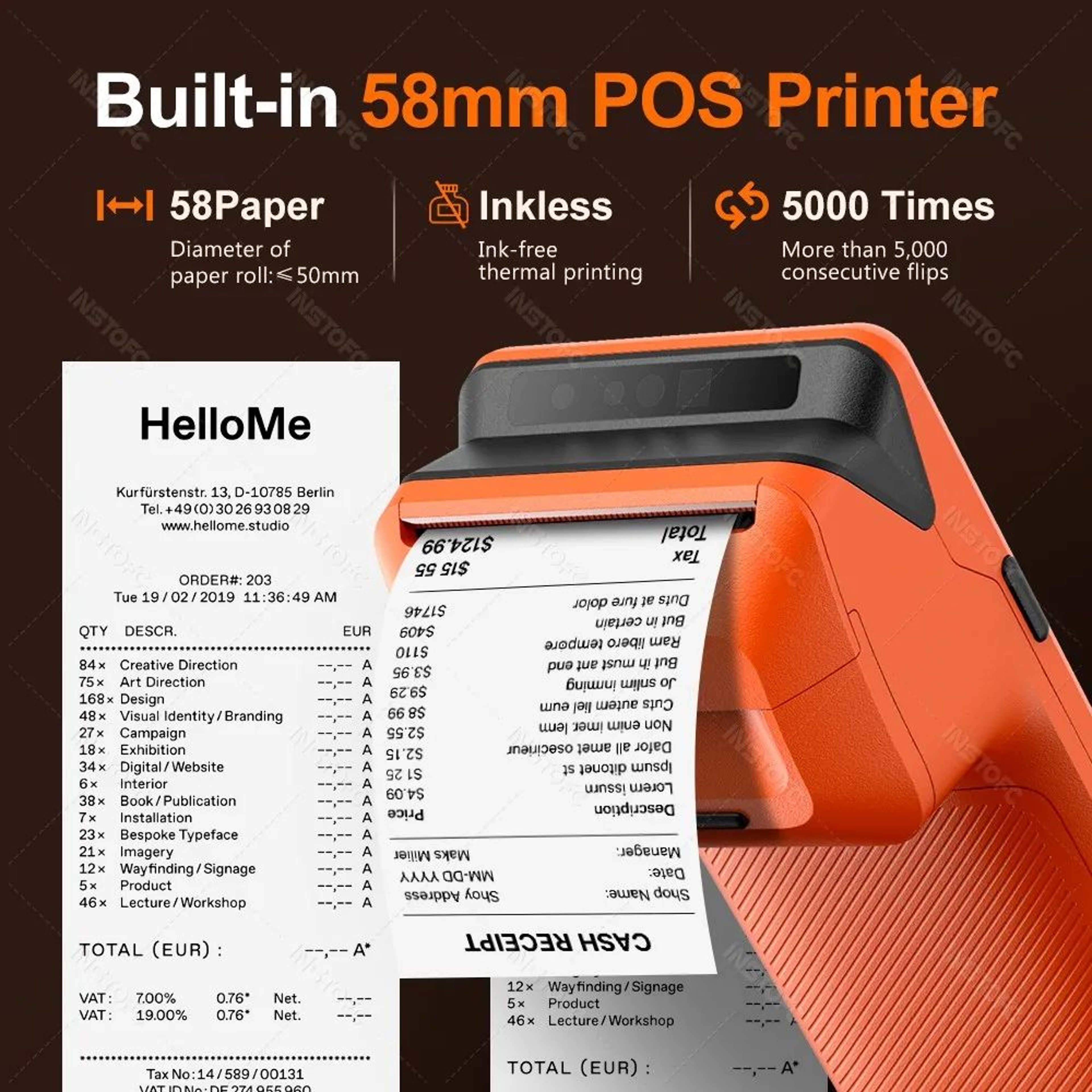 Android 14 POS Terminal With 5880mm Receipt Printer NFC WiFi And Bluetooth 4