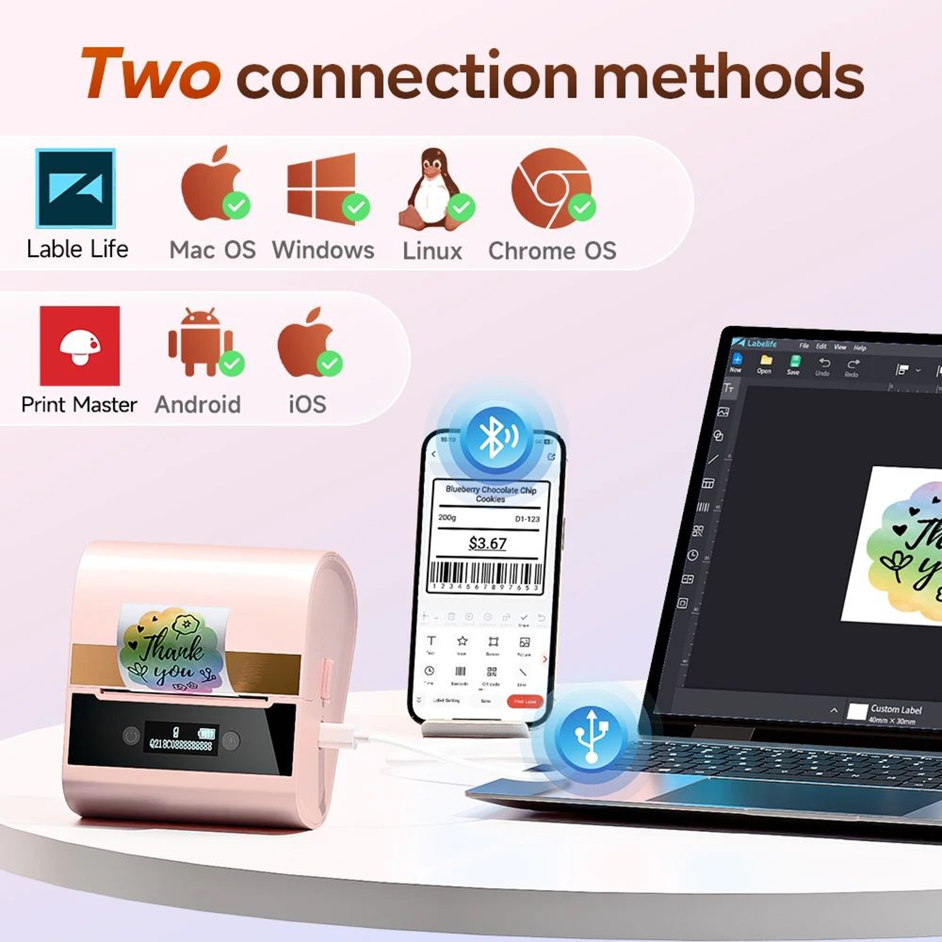 M260 Portable Bluetooth Thermal Label Printer 2080mm For Business And Home Organization 1