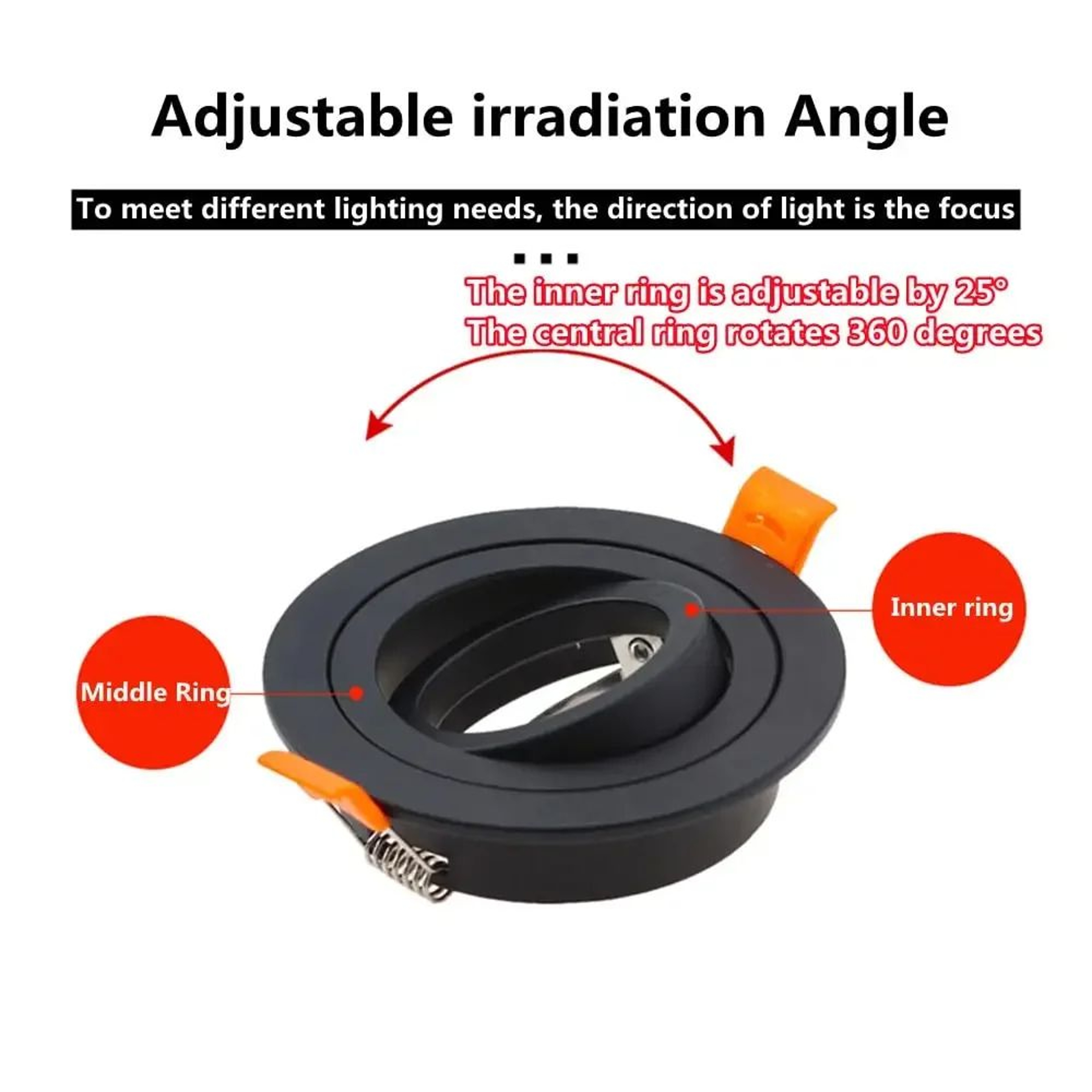 Adjustable Round Recessed LED Spotlight Frame GU10 MR16 Ceiling Downlight Holder 210PCS 4