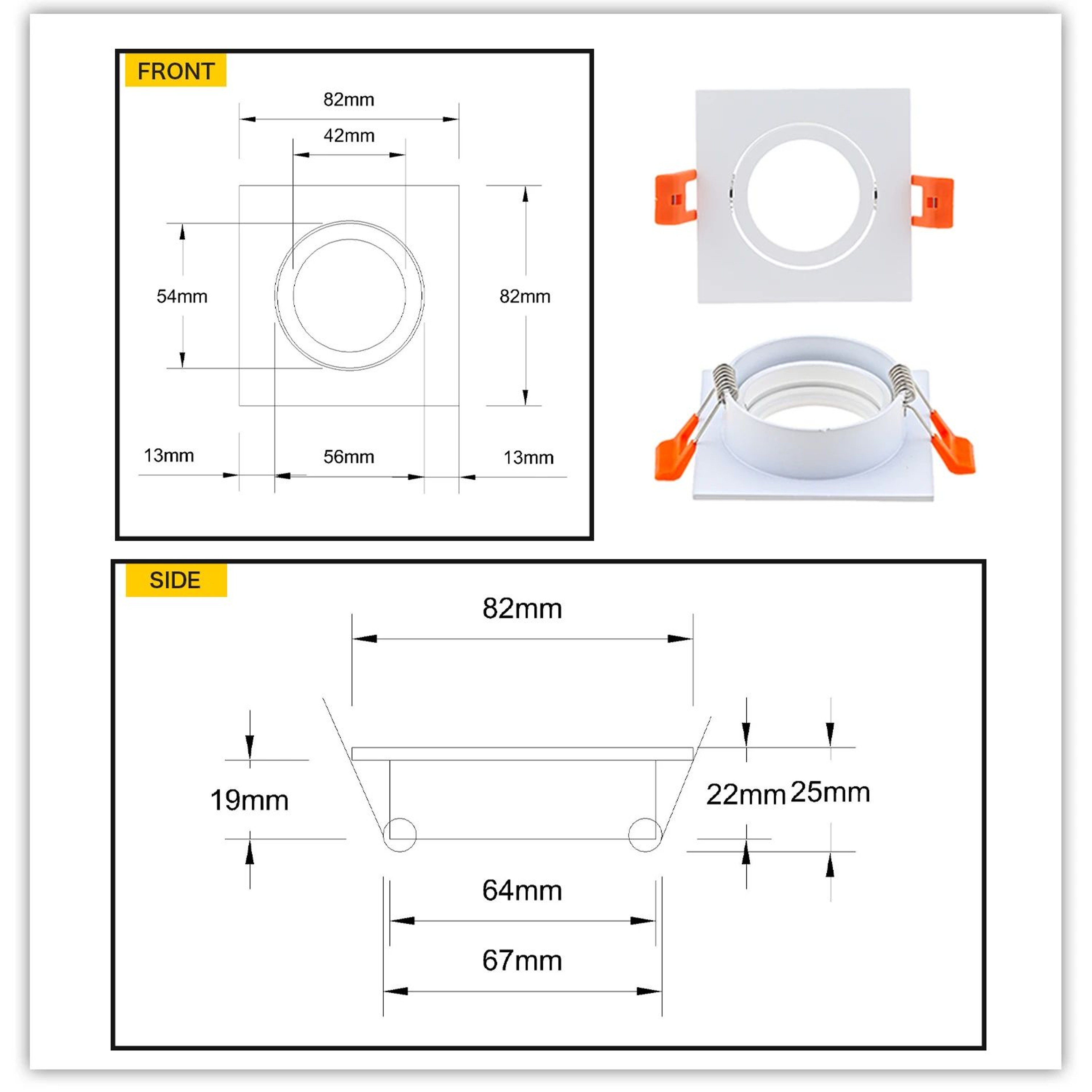 Adjustable Round Recessed Ceiling Spotlight Frame For GU10 MR16 Bulbs 256 Inch Cutout 3