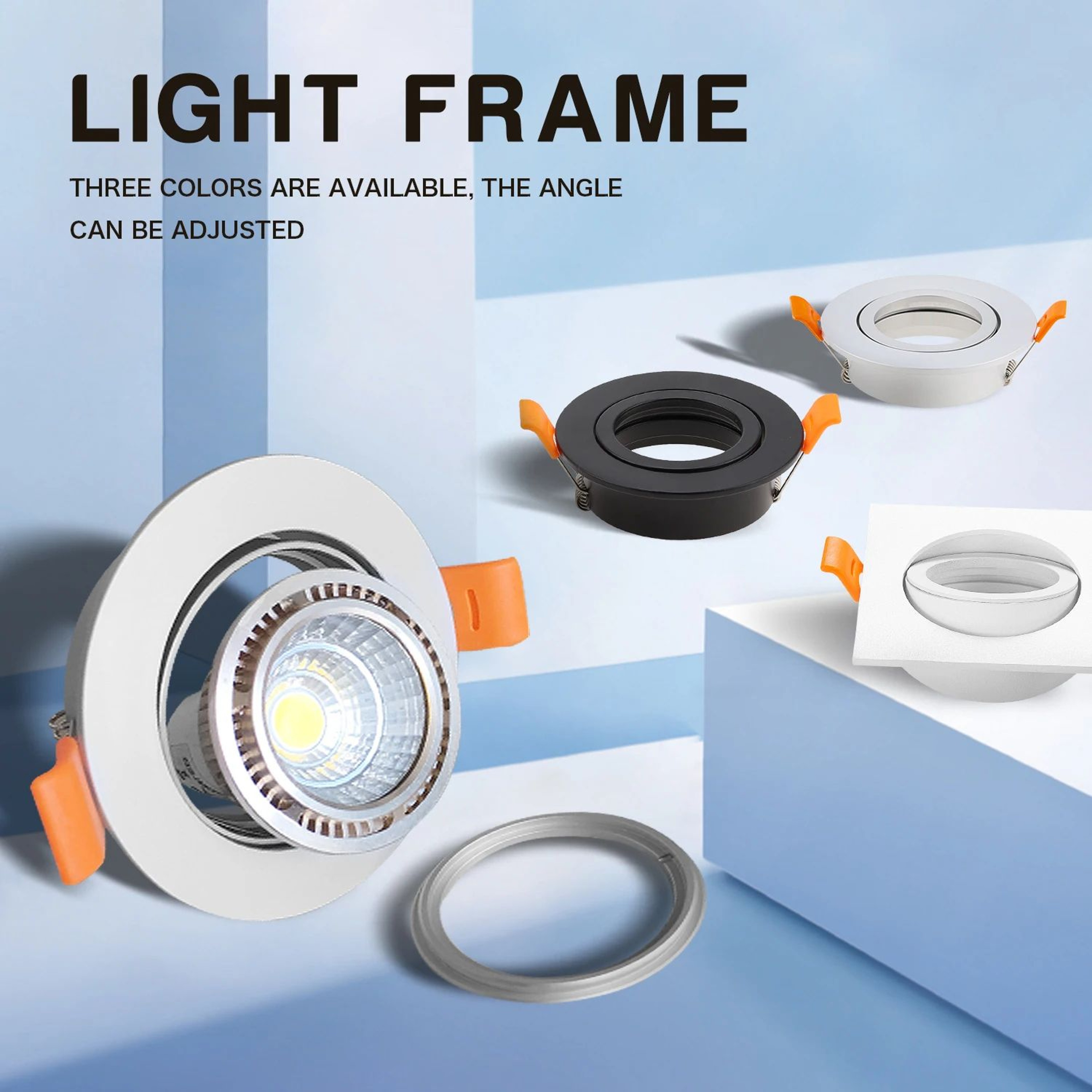 Adjustable Round Recessed Ceiling Spotlight Frame For GU10 MR16 Bulbs 256 Inch Cutout 2