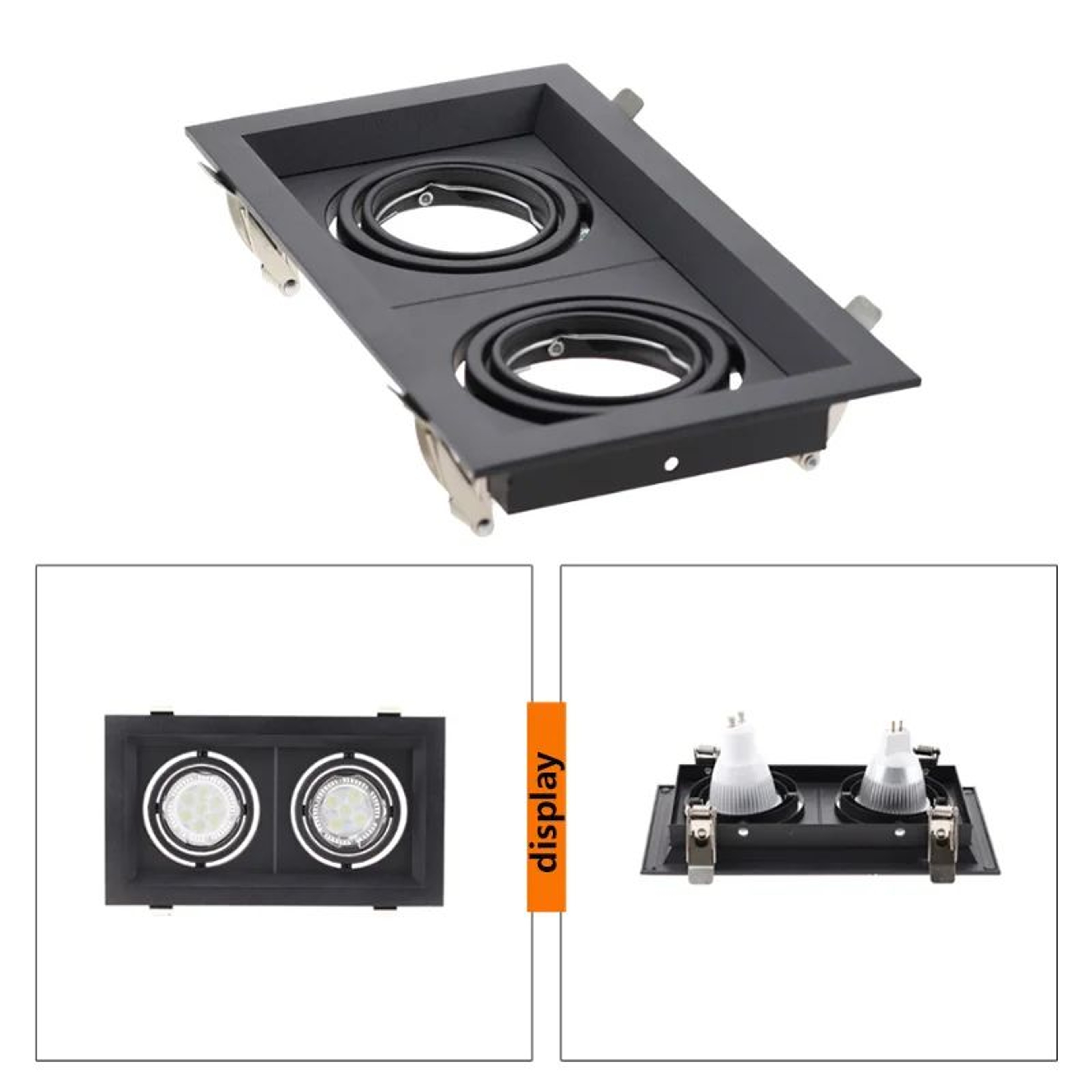Adjustable Square Recessed Ceiling Light Frame For GU10 MR16 LED Spotlights 1