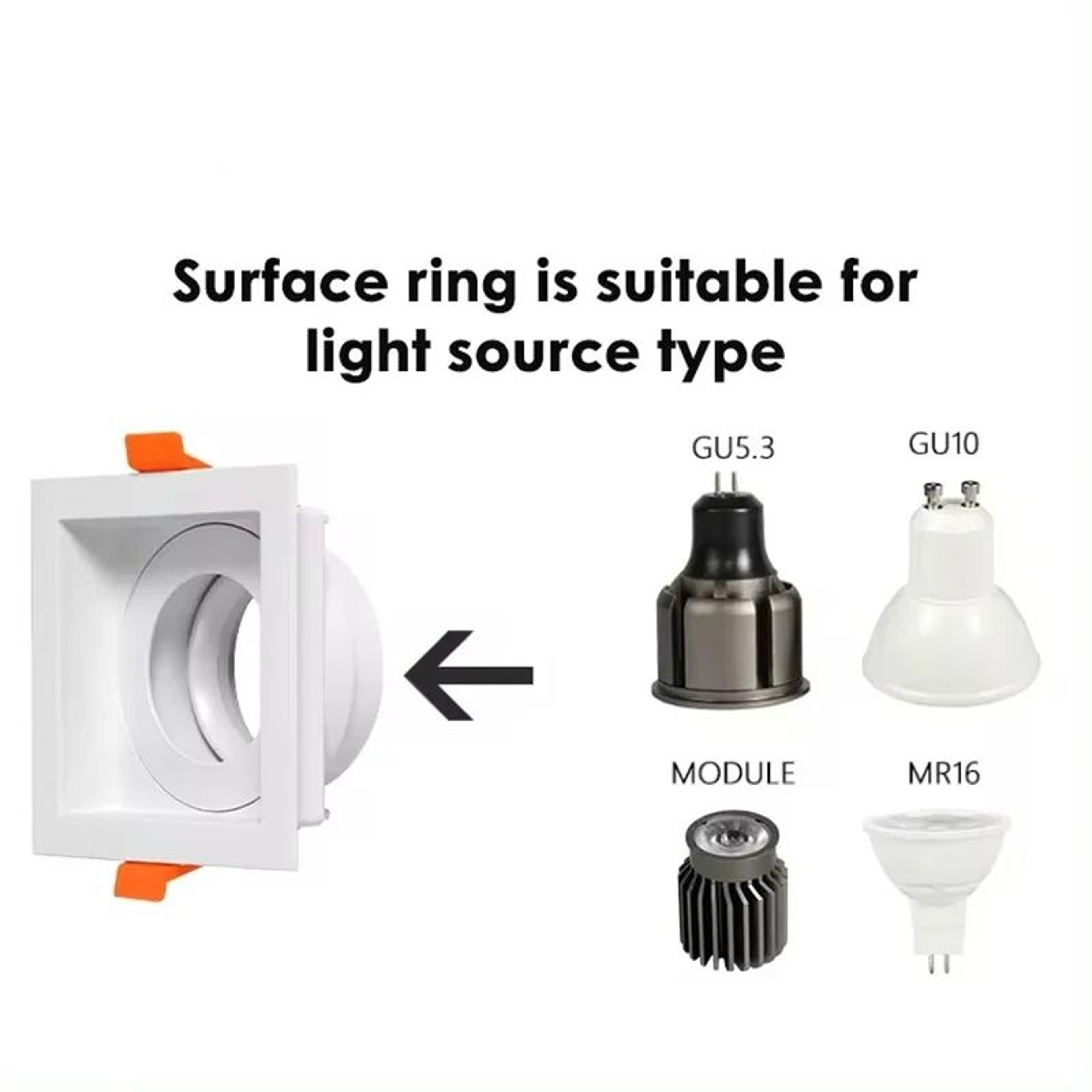 Double Recessed LED Spotlight Frame GU10 MR16 Rectangular Aluminum Ceiling Downlight Housing 1