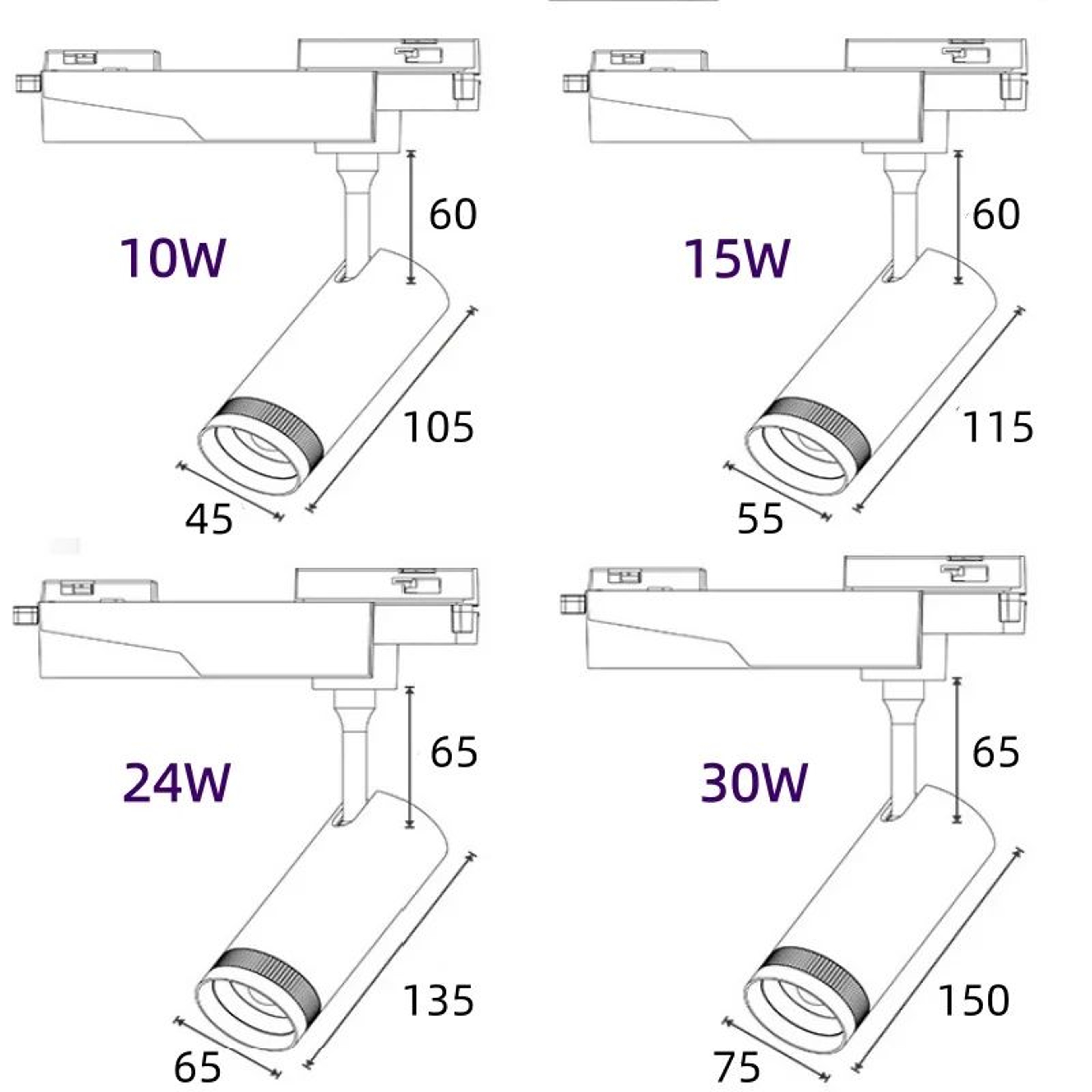 Adjustable Focus LED Spotlight With Rotating Head For Track And Surface Mounted Art Lighting 3