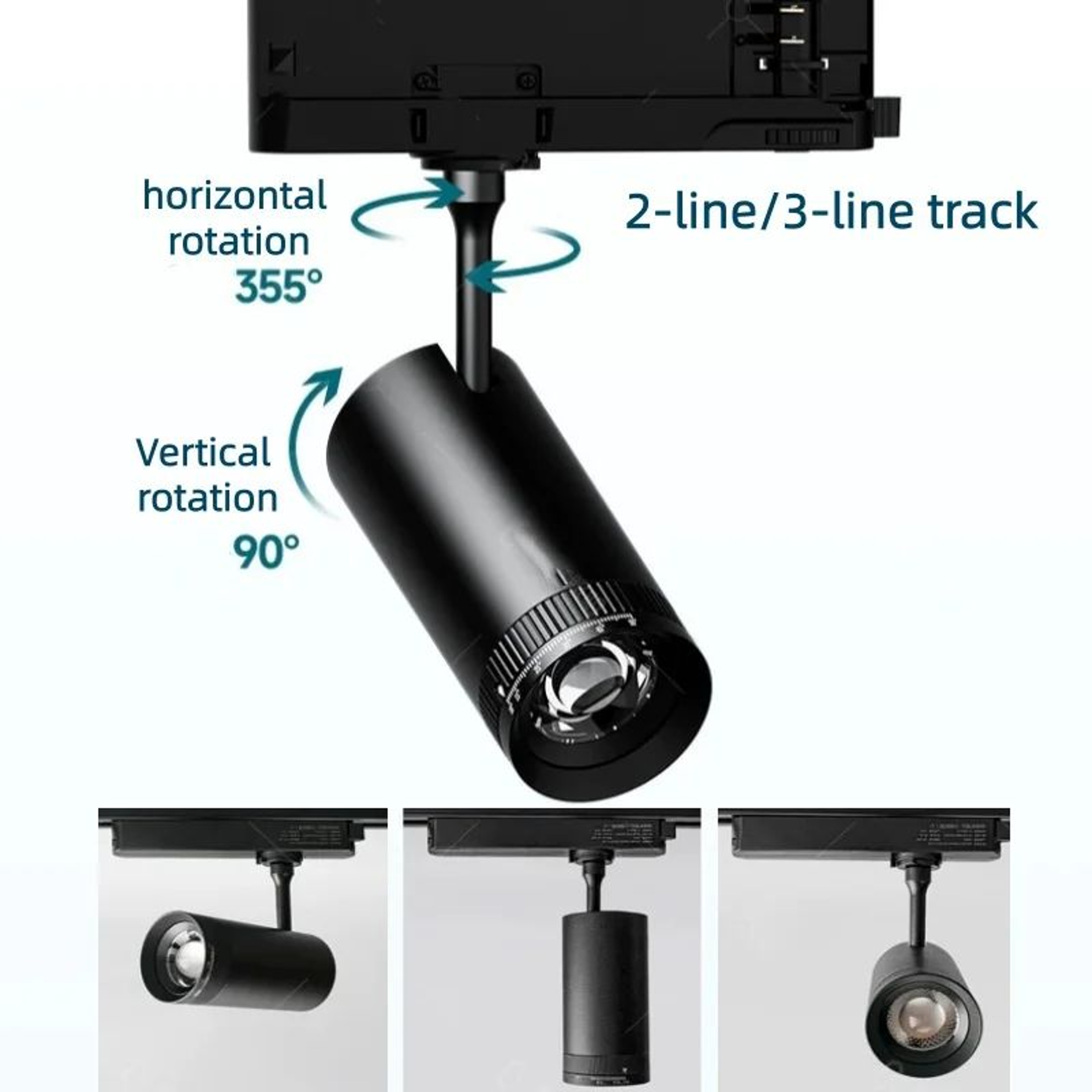 Adjustable Focus LED Spotlight With Rotating Head For Track And Surface Mounted Art Lighting 4