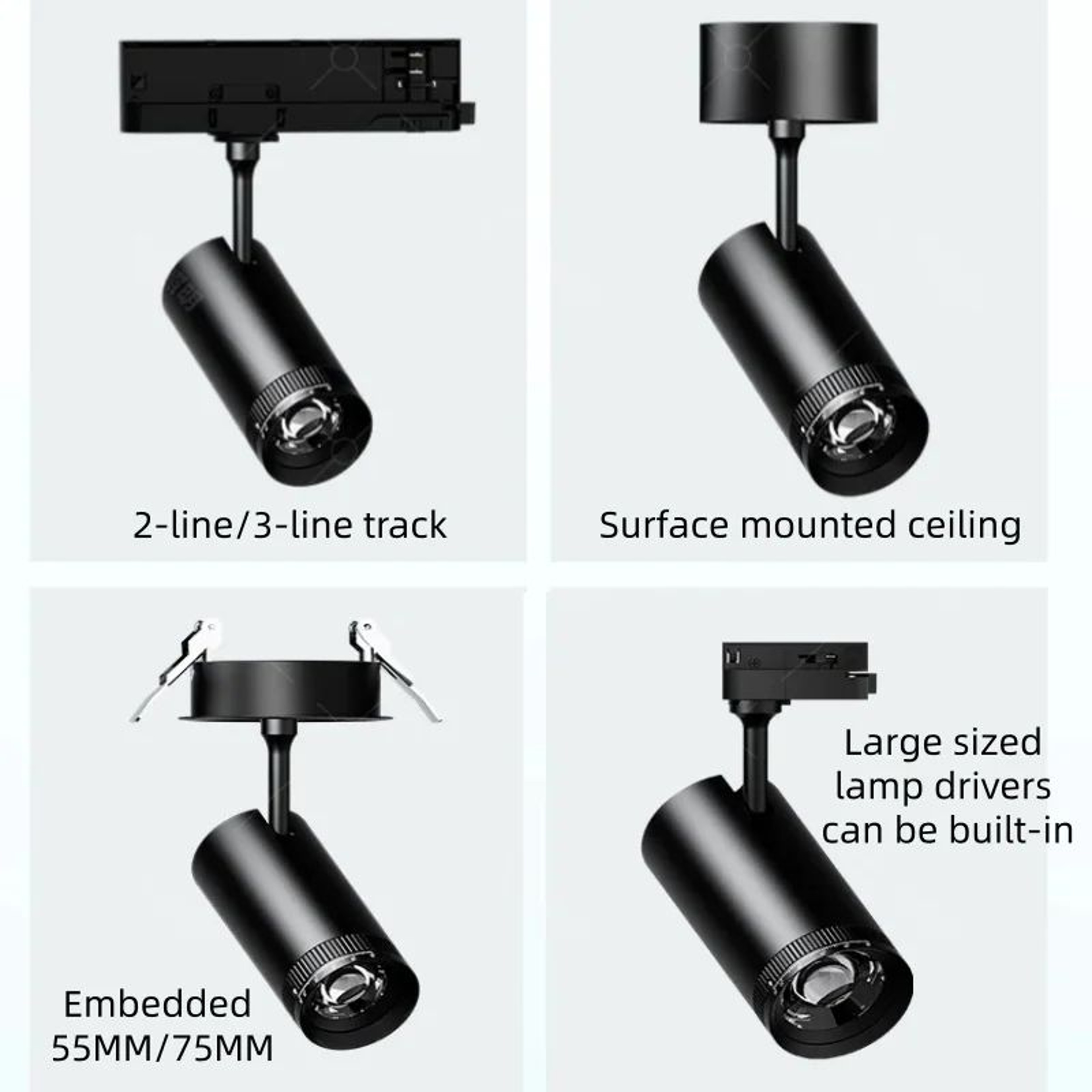 Adjustable Focus LED Spotlight With Rotating Head For Track And Surface Mounted Art Lighting 5