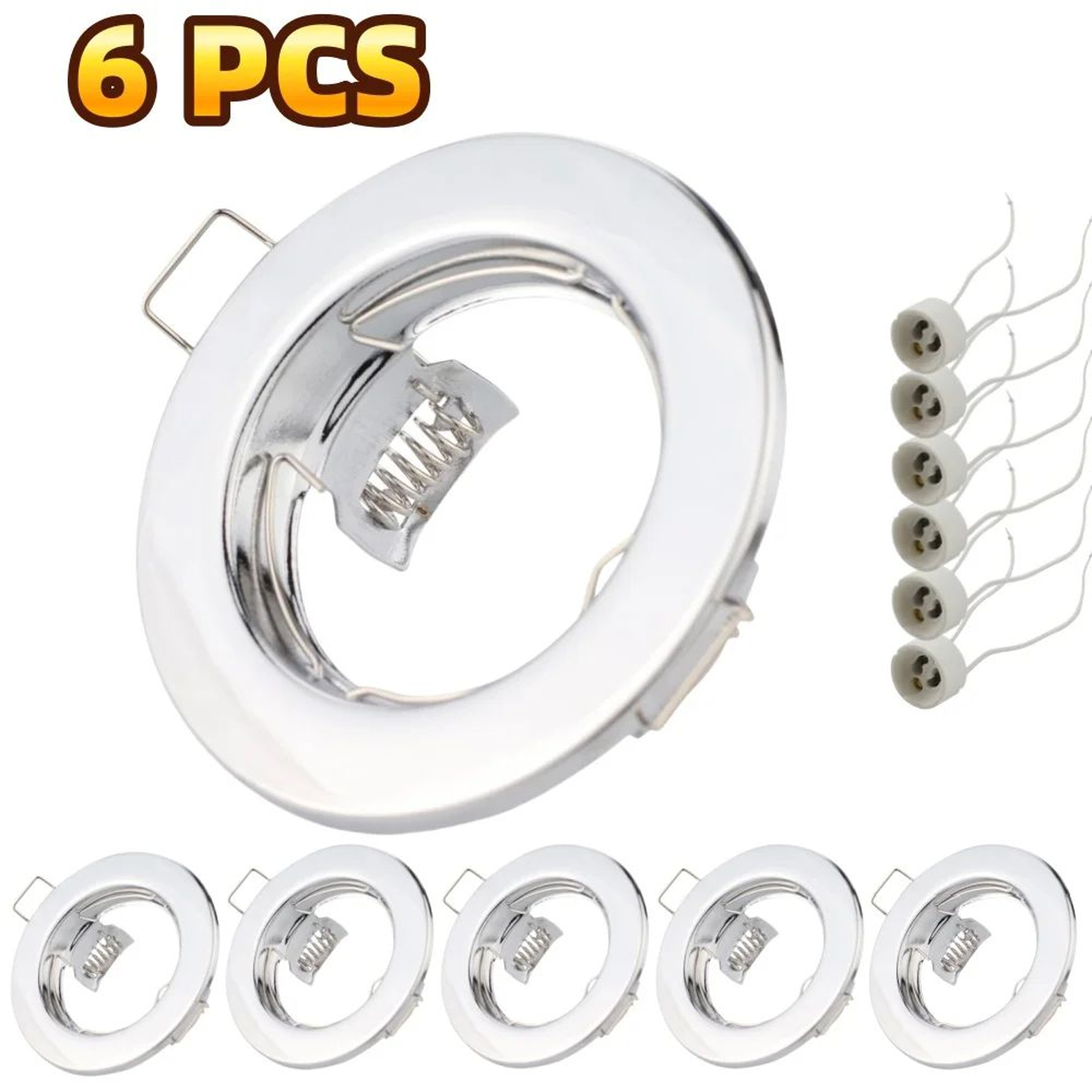 6PCS Recessed LED Downlight Mounting Frames With GU10 Lamp Holders For Ceiling Spotlights 3