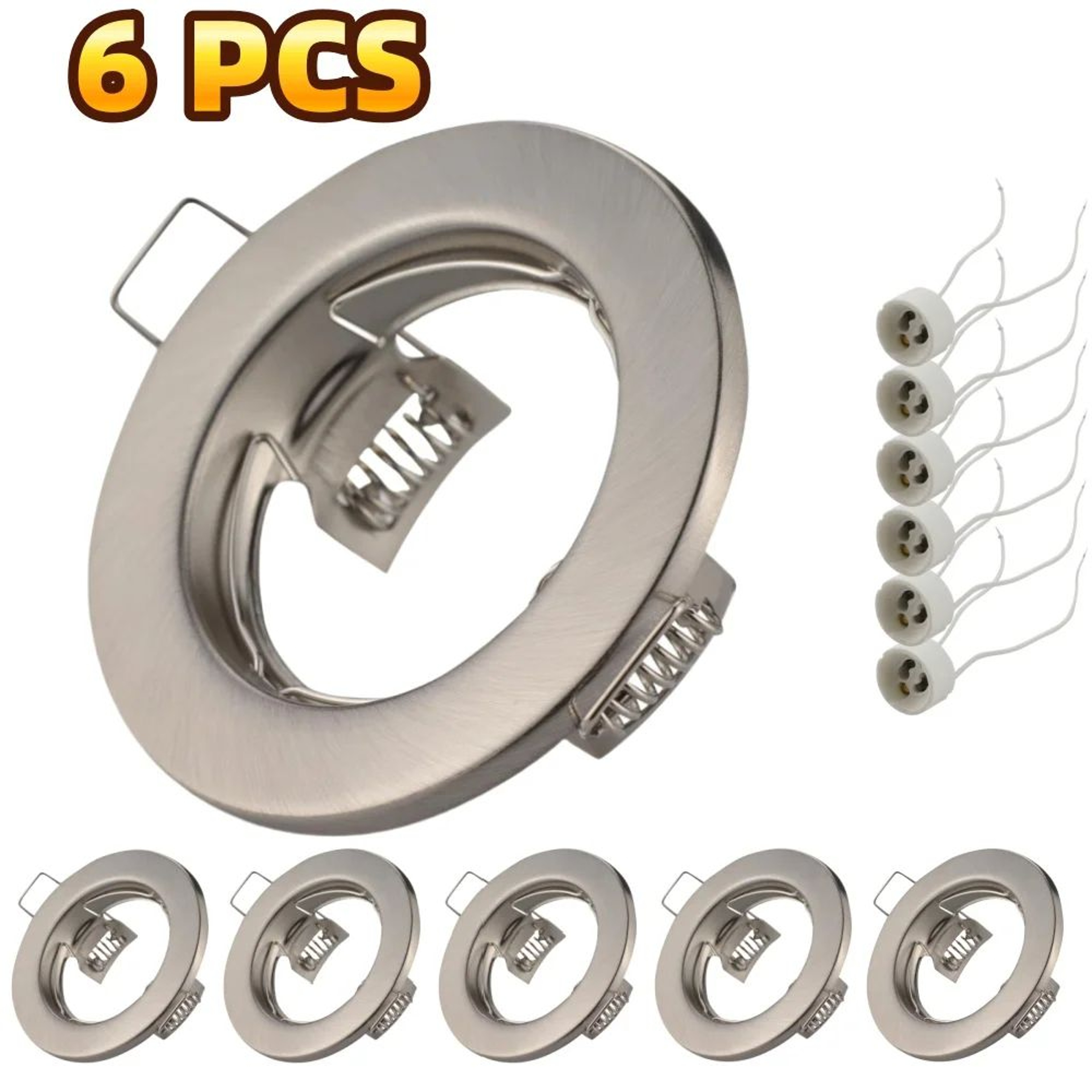 6PCS Recessed LED Downlight Mounting Frames With GU10 Lamp Holders For Ceiling Spotlights 0