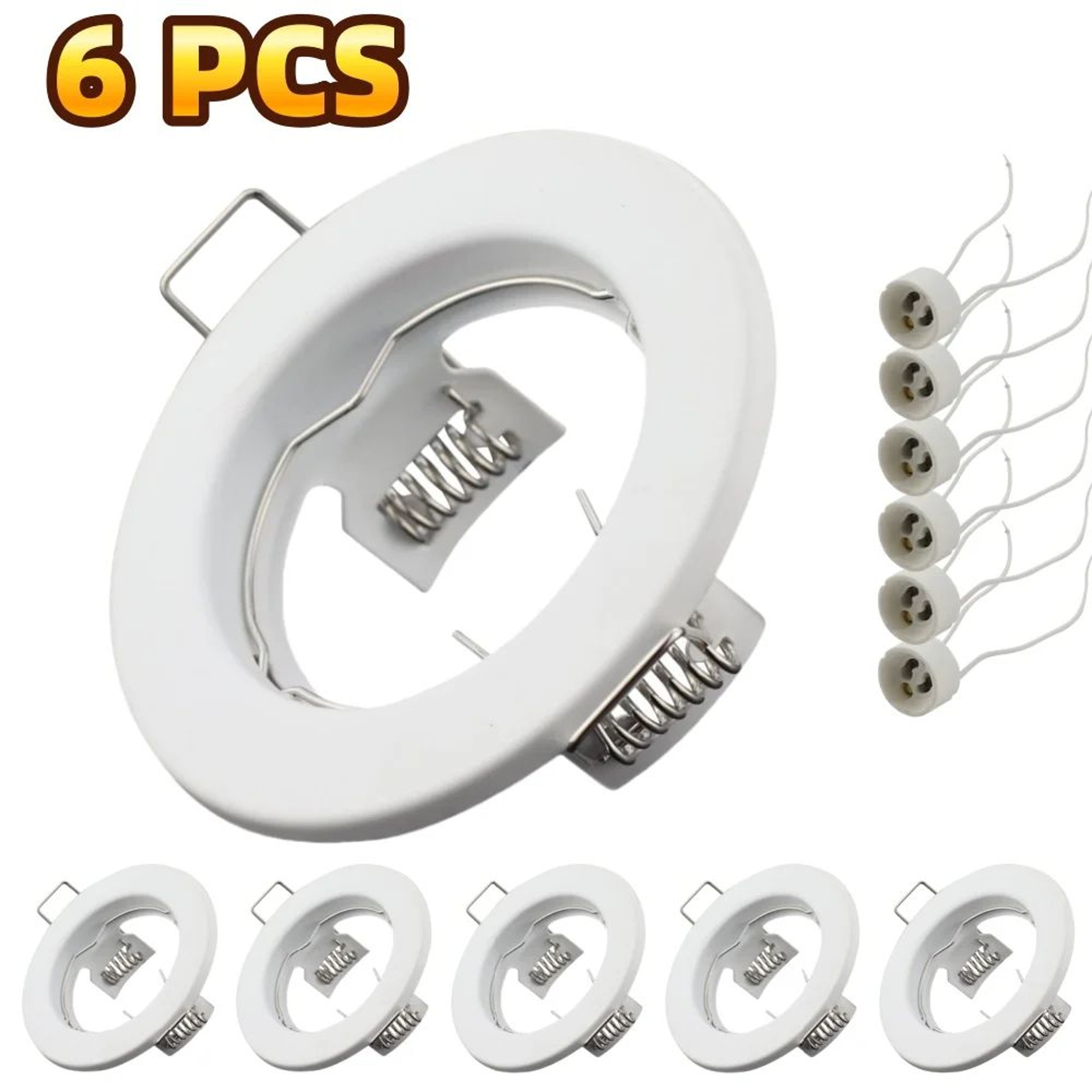 6PCS Recessed LED Downlight Mounting Frames With GU10 Lamp Holders For Ceiling Spotlights 5