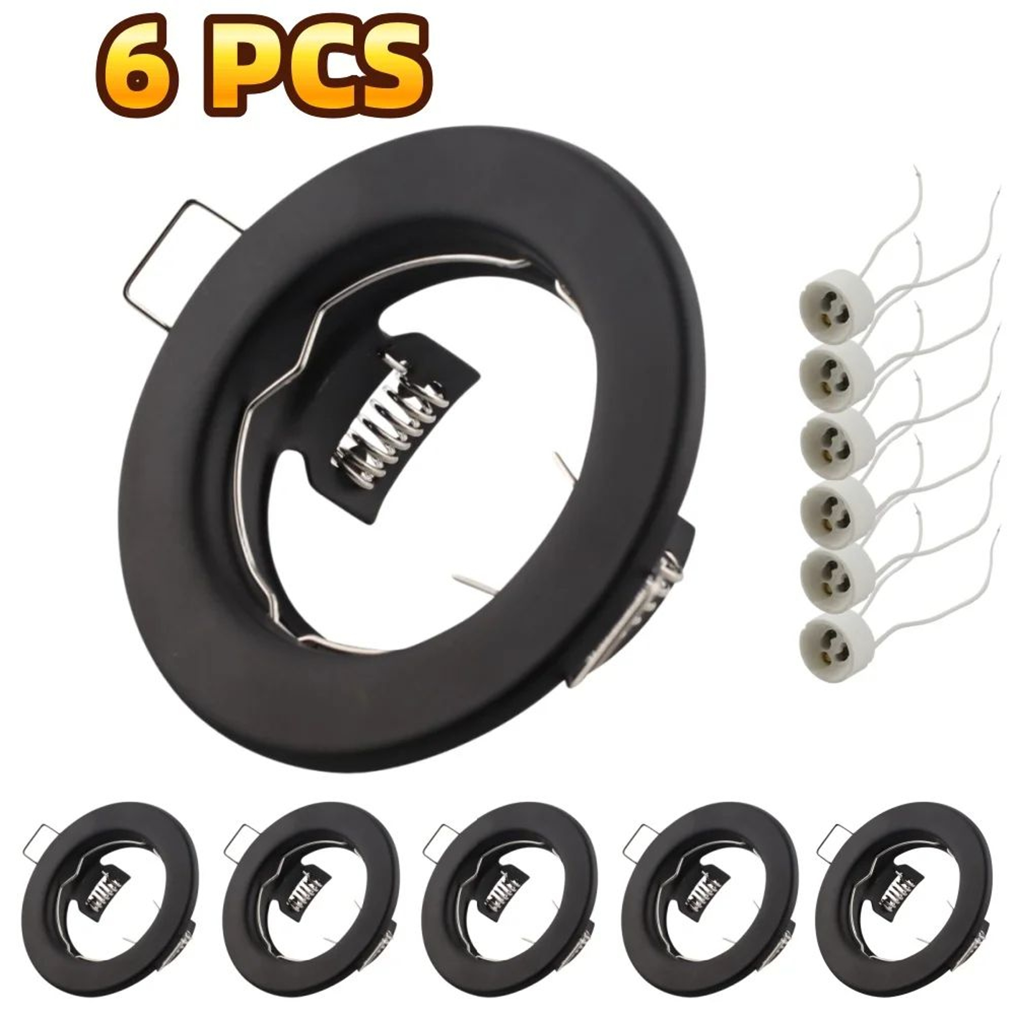 6PCS Recessed LED Downlight Mounting Frames With GU10 Lamp Holders For Ceiling Spotlights 7