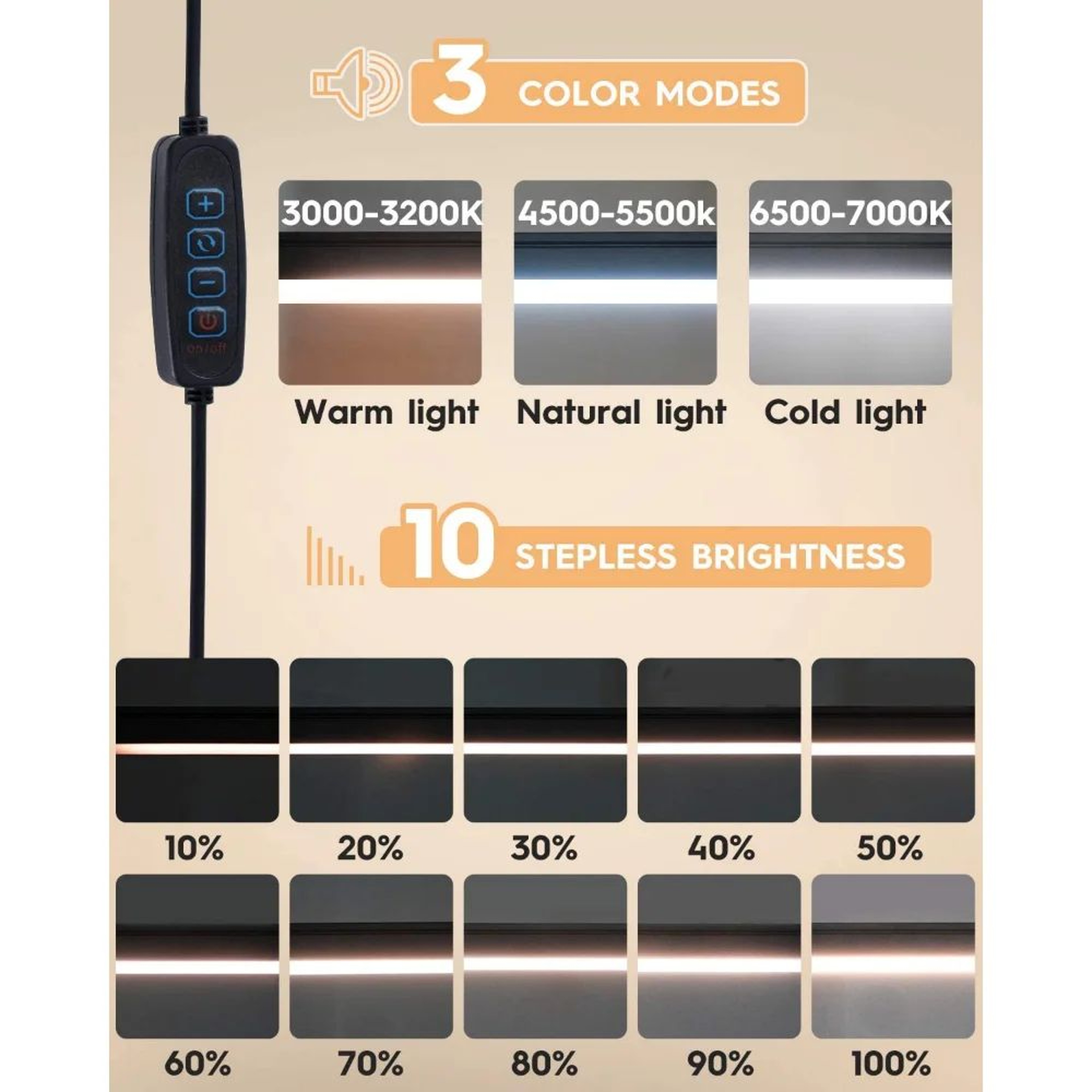 10W LED Desk Lamp With Clamp Adjustable Swing Arm 3 Color Modes And 10 Brightness Levels 3