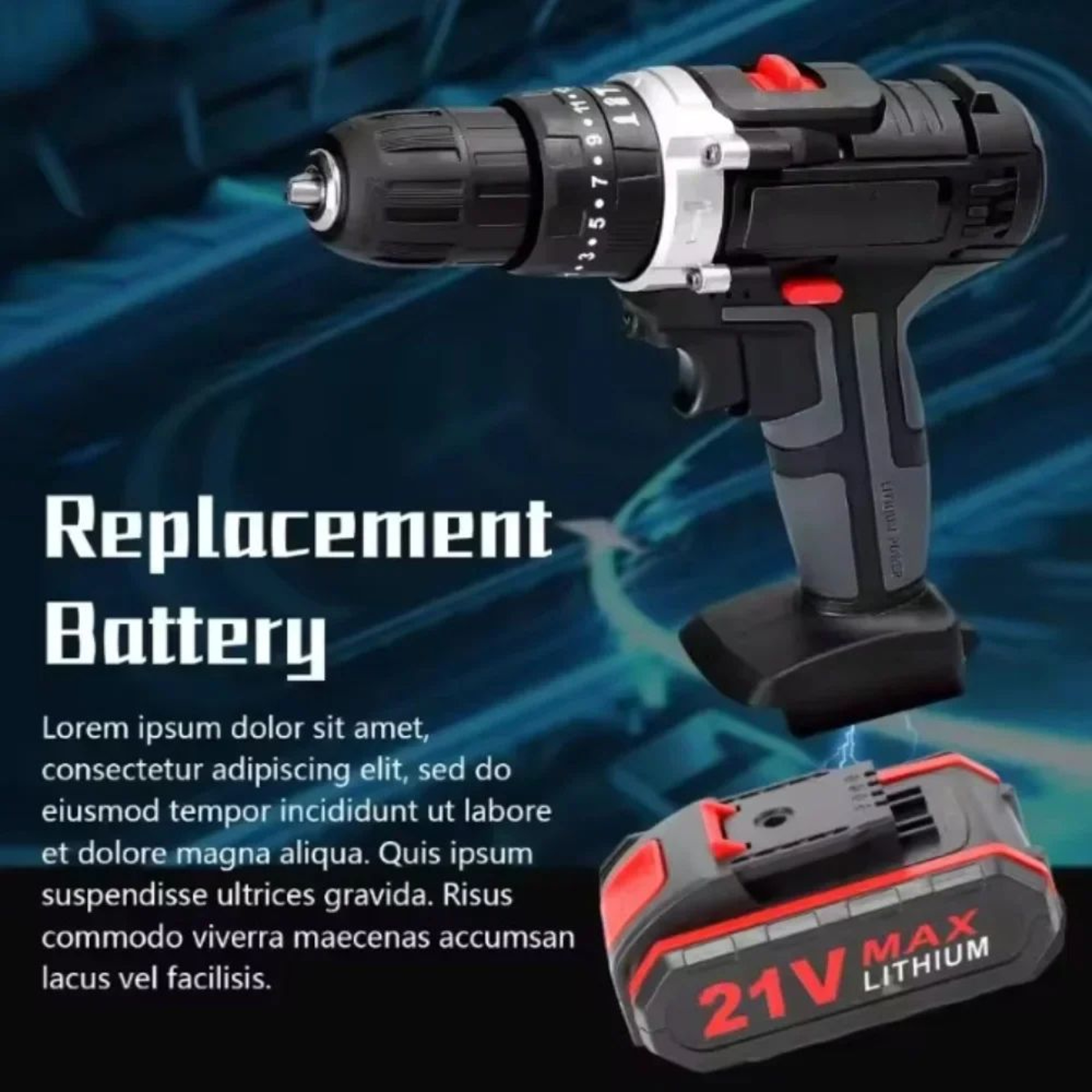 21V 7500mAh High Capacity Rechargeable Lithium Battery For Cordless Power Tools 0