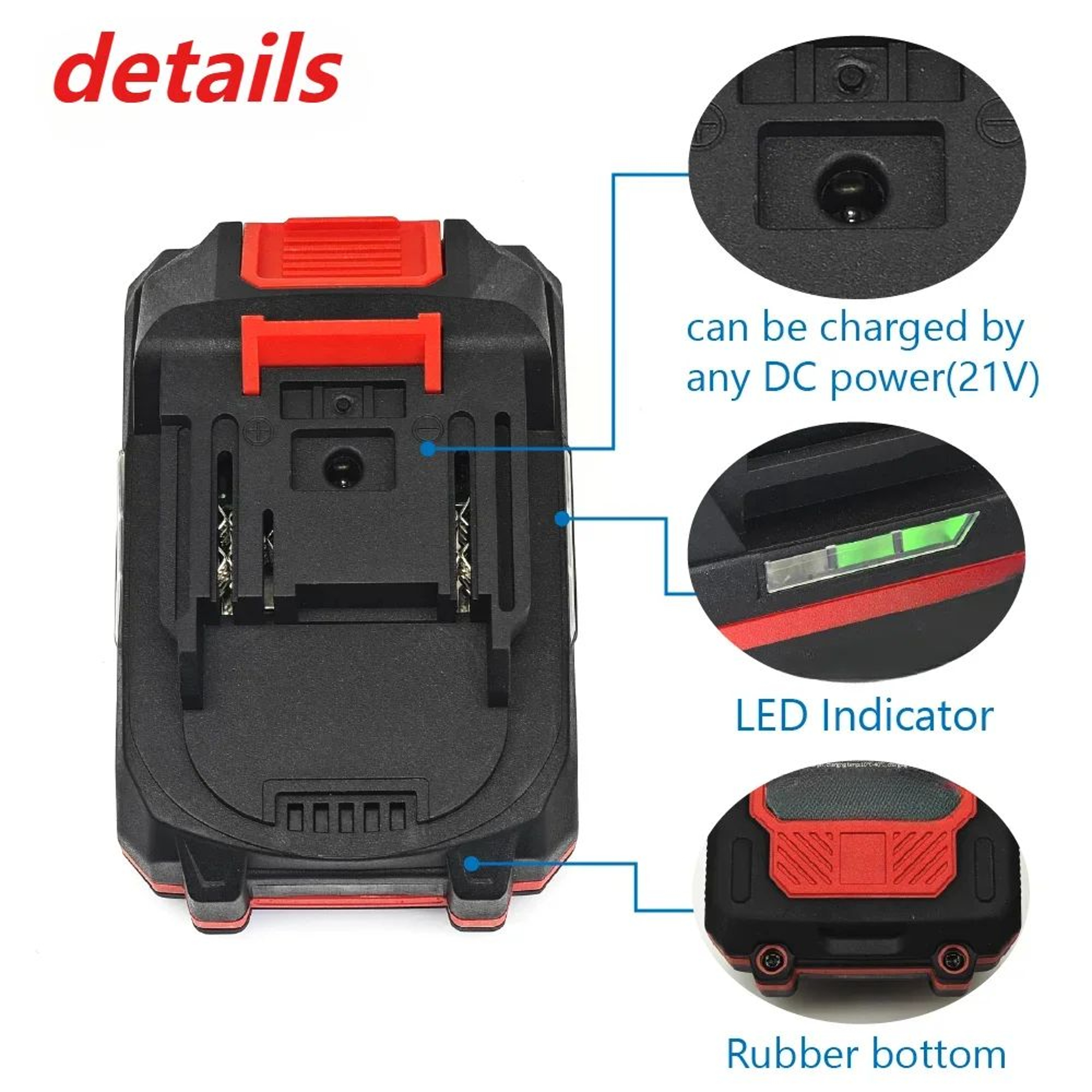 18V 21V High Capacity Rechargeable Lithium Ion Power Tool Replacement Battery With BMS 2