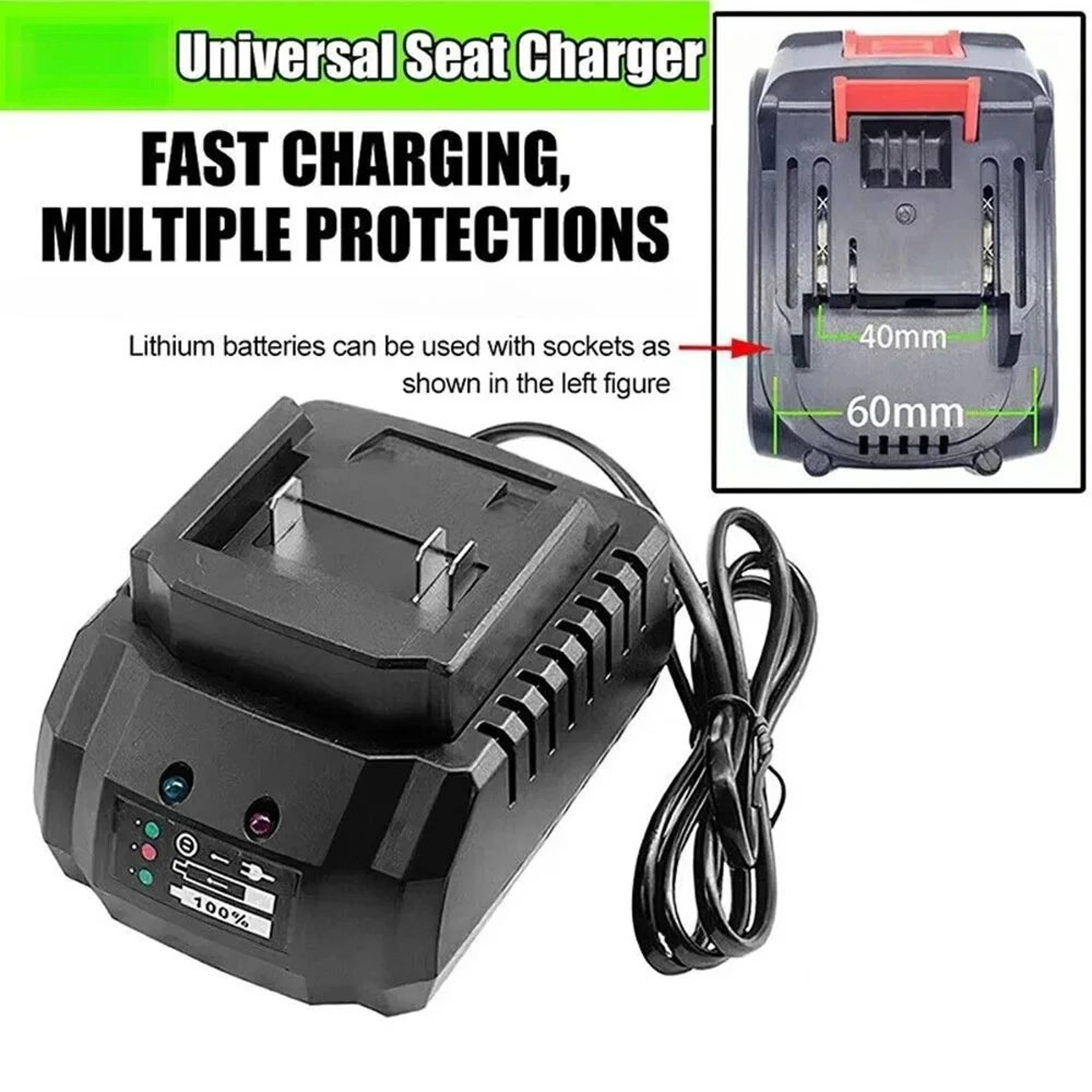 21V Lithium Ion Battery Charger For 18V 21V Cordless Power Tools With EU Plug 0