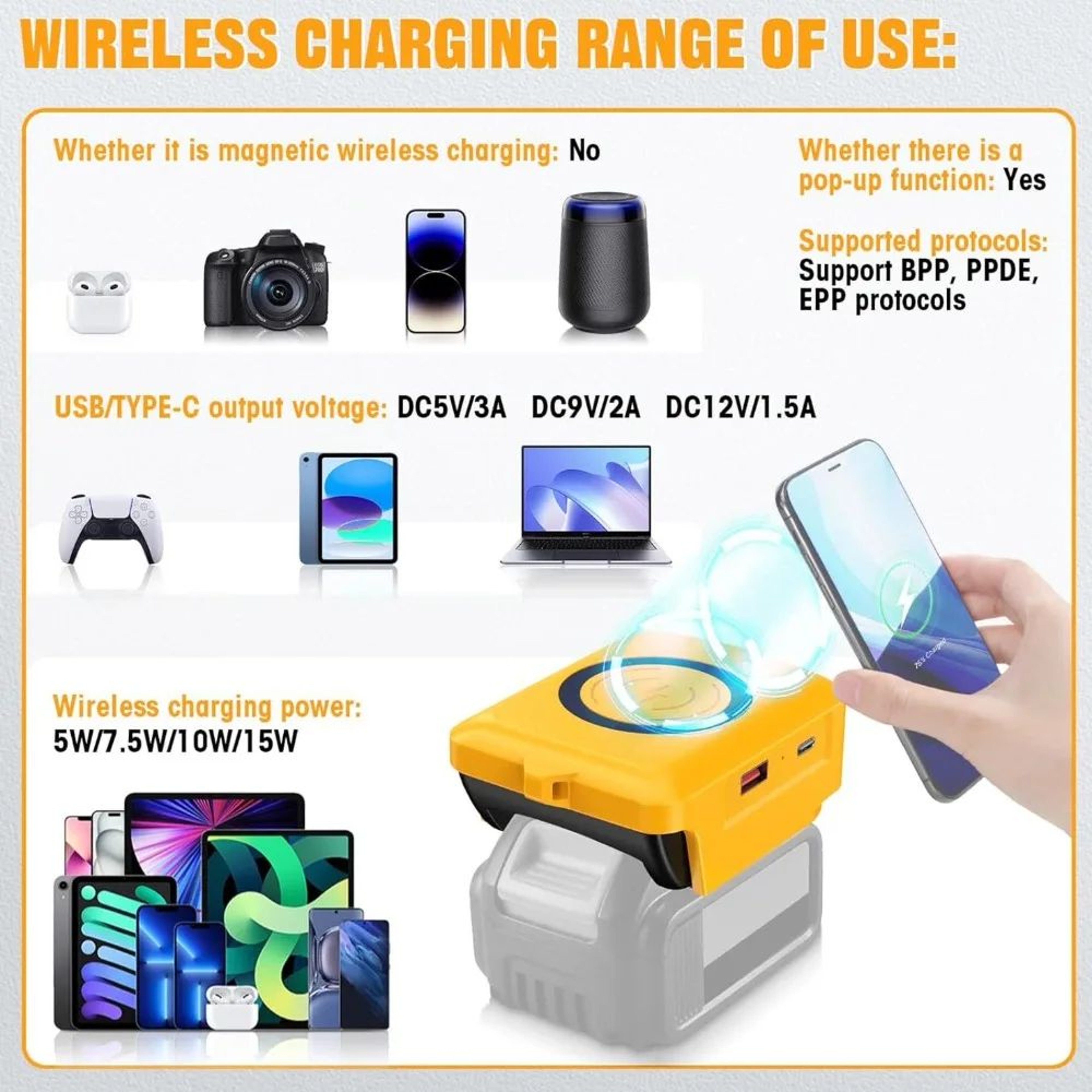 18V Battery USB Power Bank Adapter With TypeC Port For Portable Phone Charging 0