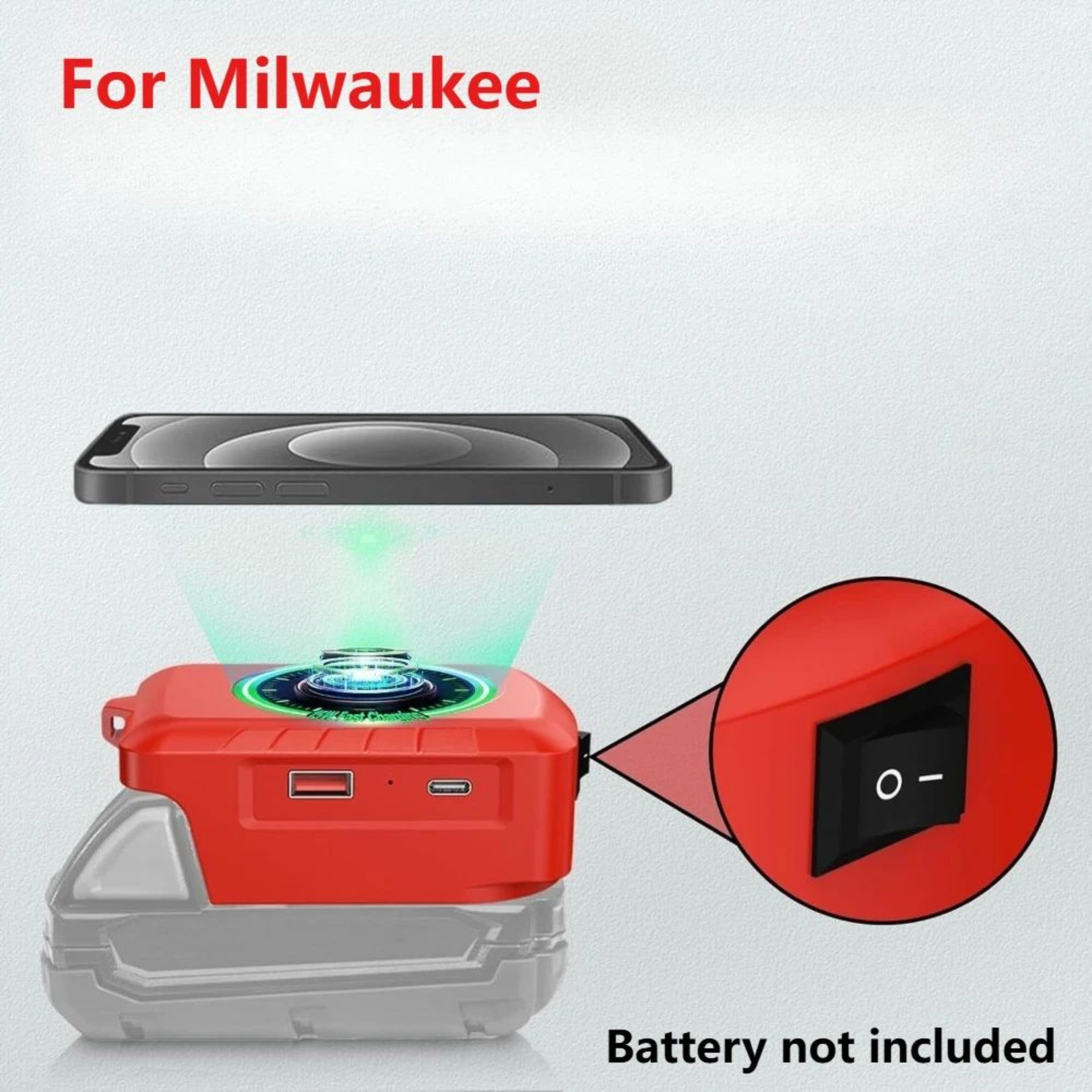 18V Battery USB Power Bank Adapter With TypeC Port For Portable Phone Charging 6