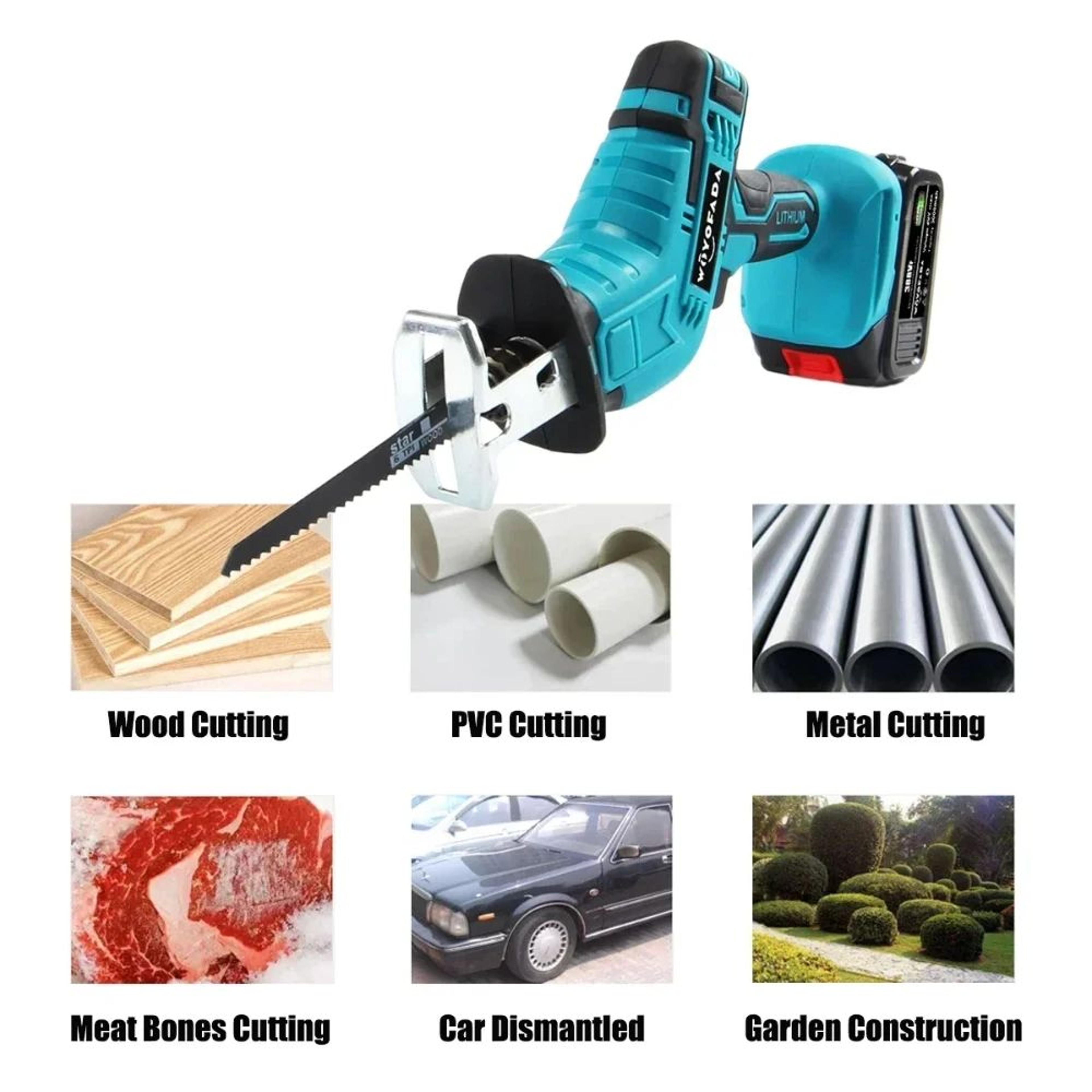 21V Cordless Reciprocating Saw With Adjustable Speed For Wood Cutting 4