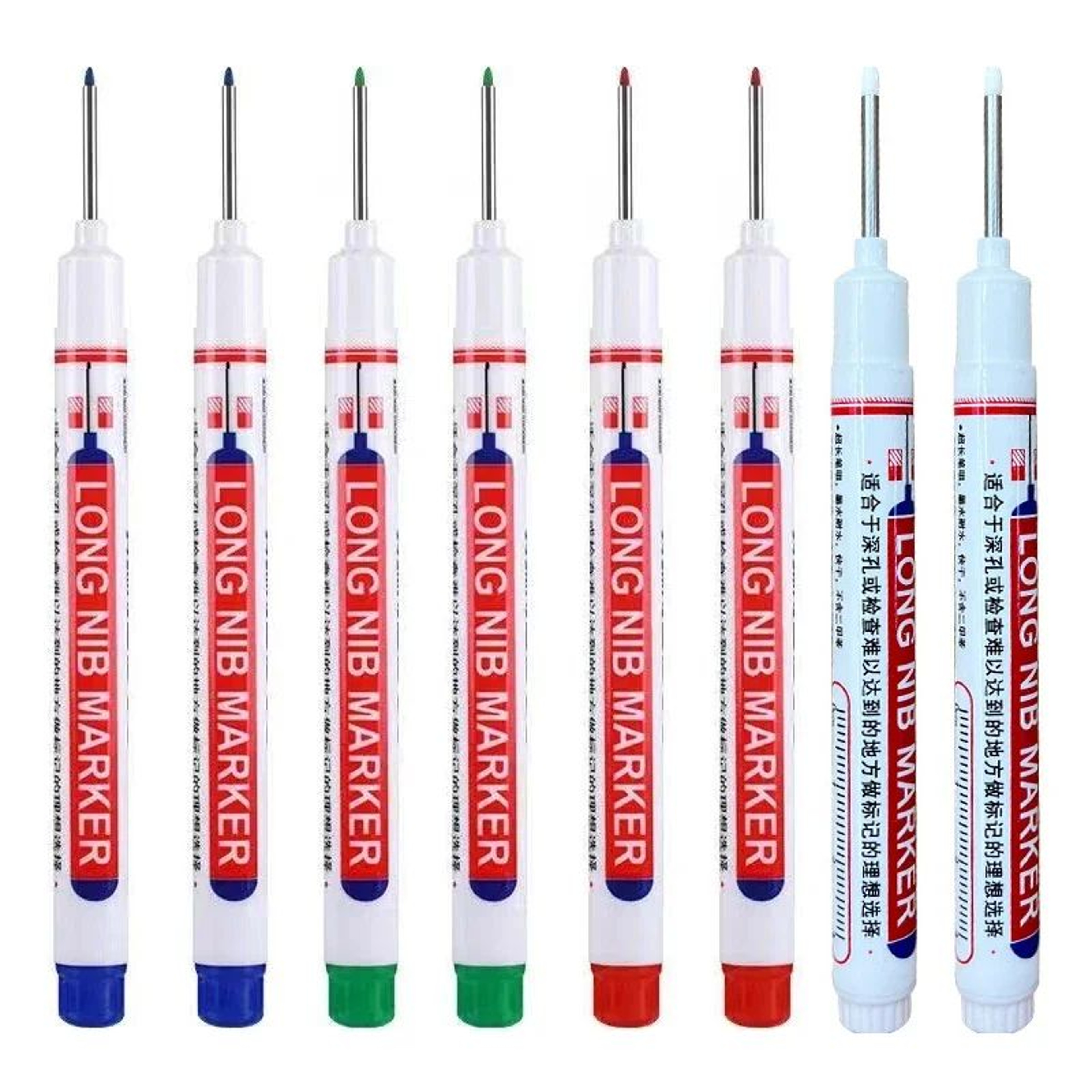 8PCS 20mm Deep Hole Marker Pens Waterproof Long Nib Marking Tools For Woodworking And Metal 21