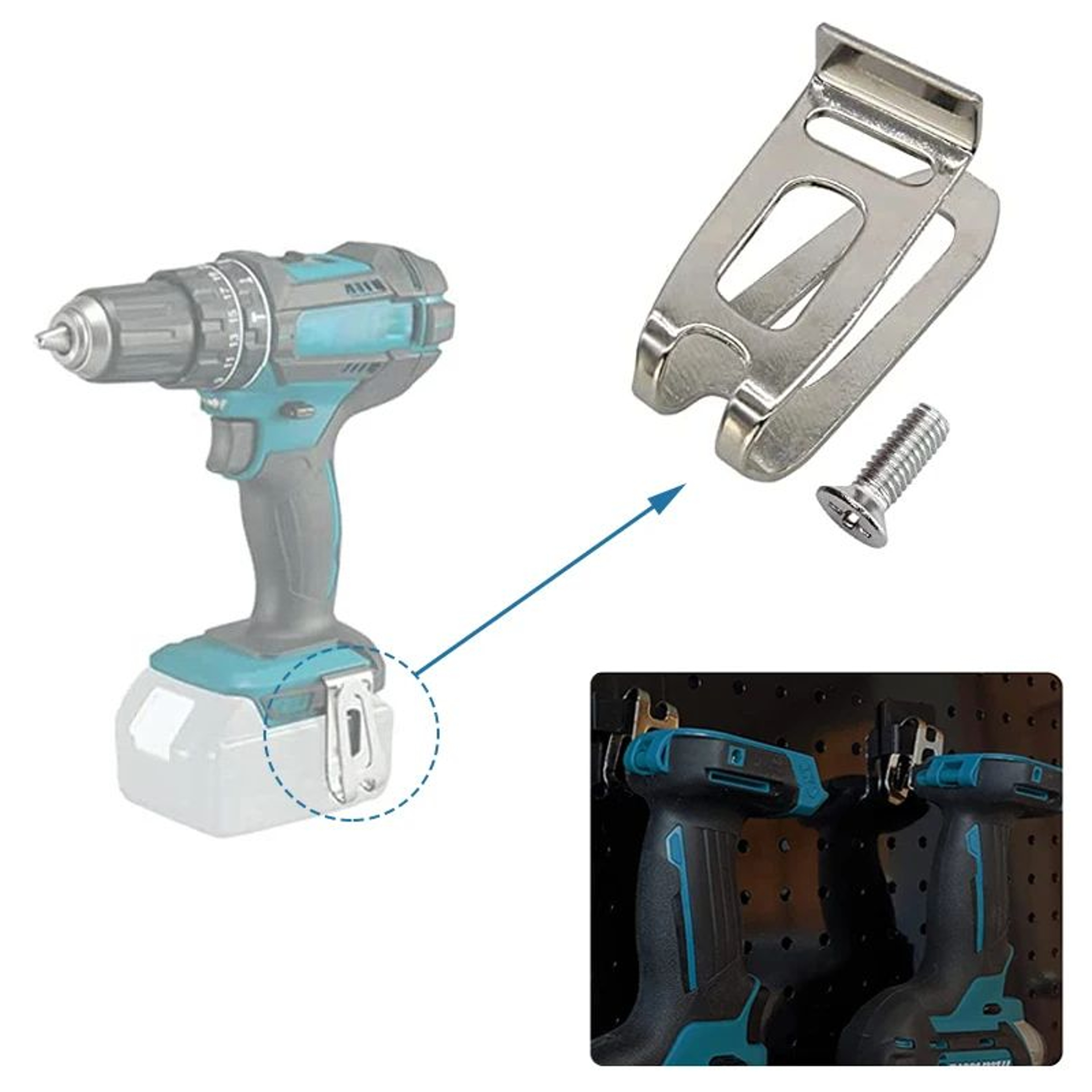 Cordless Drill Belt Clip Hook With Mounting Screw For 18V Power Tools 1