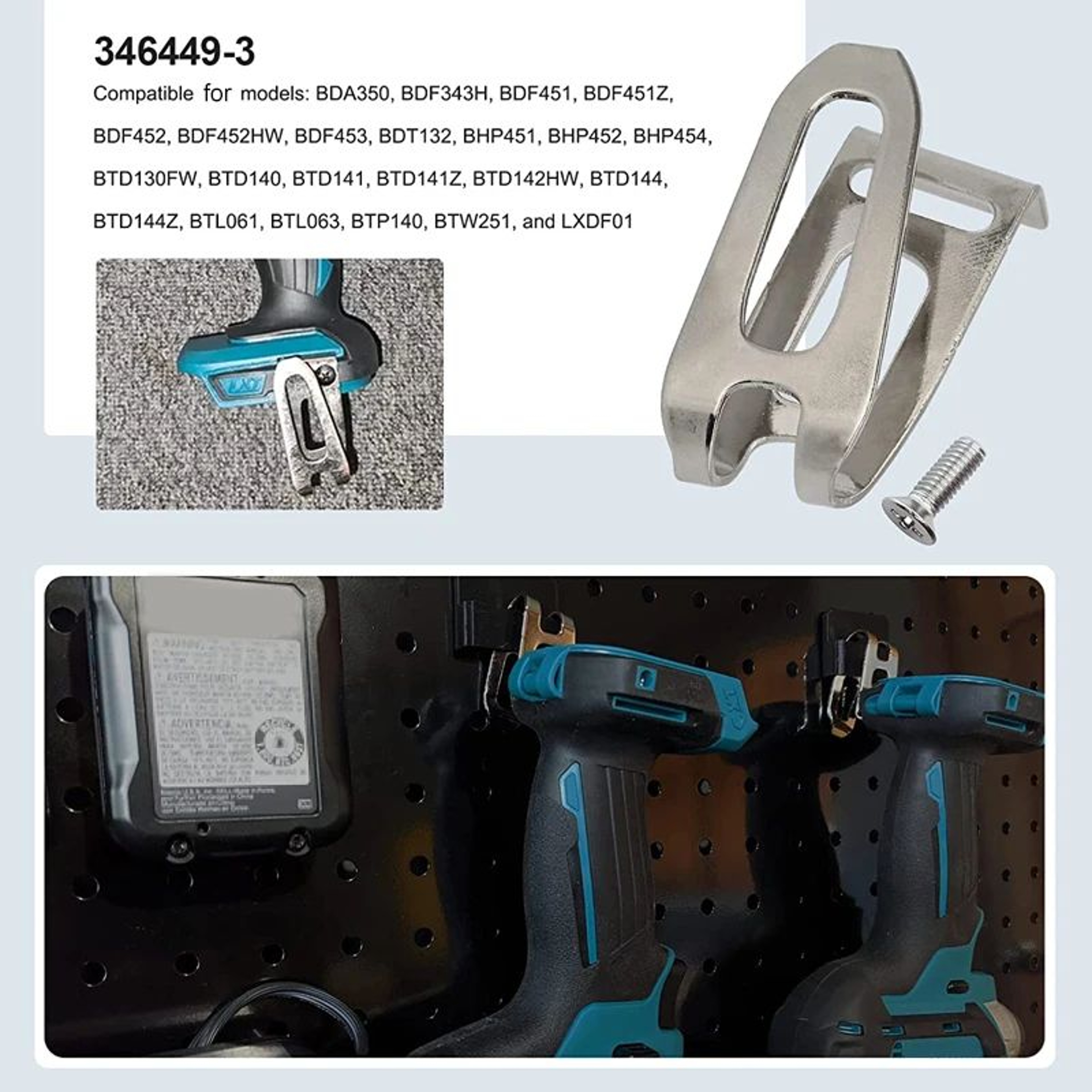 Cordless Drill Belt Clip Hook With Mounting Screw For 18V Power Tools 3