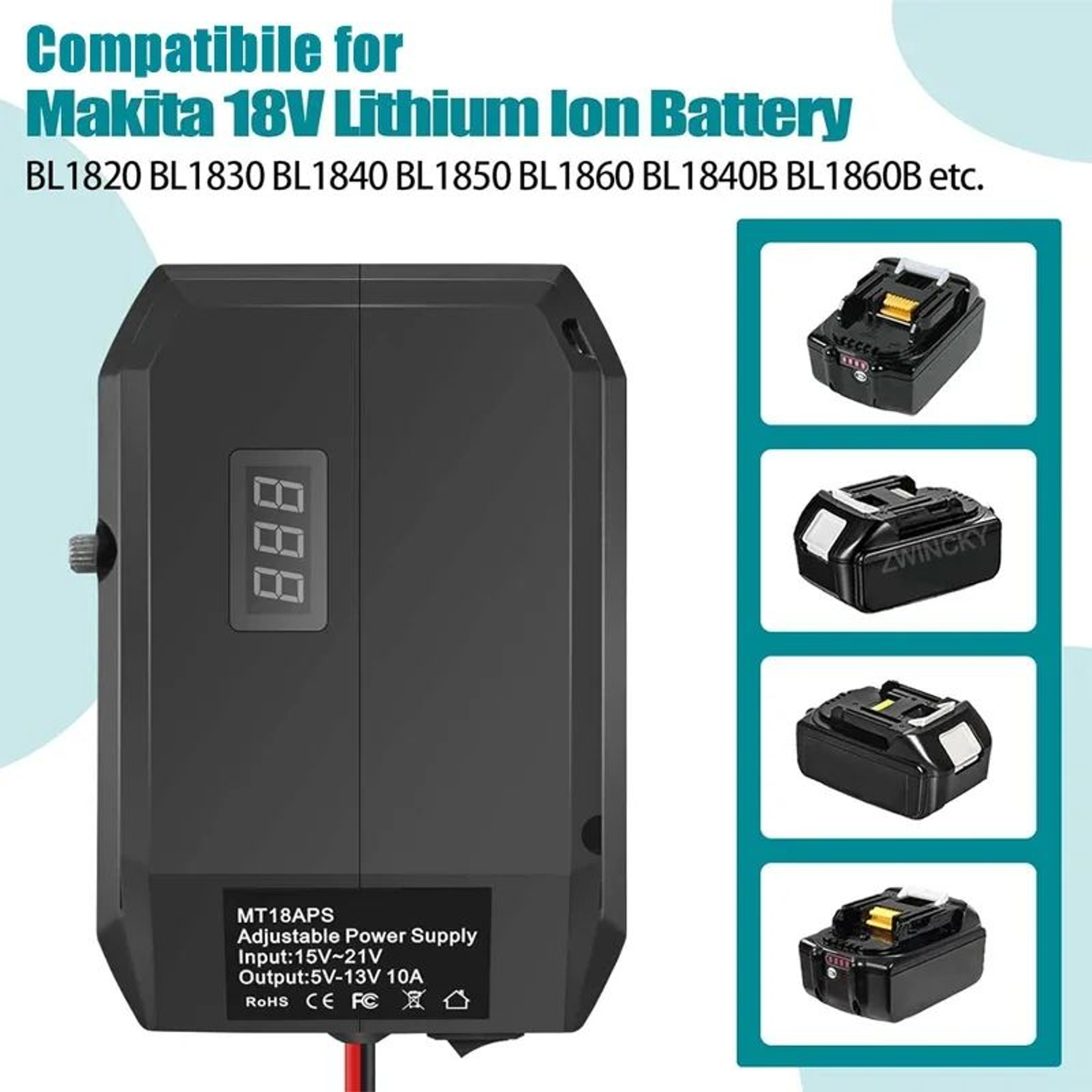 18V To 12V Step Down Battery Converter Adapter With Cigarette Lighter Socket For Power Tools 2