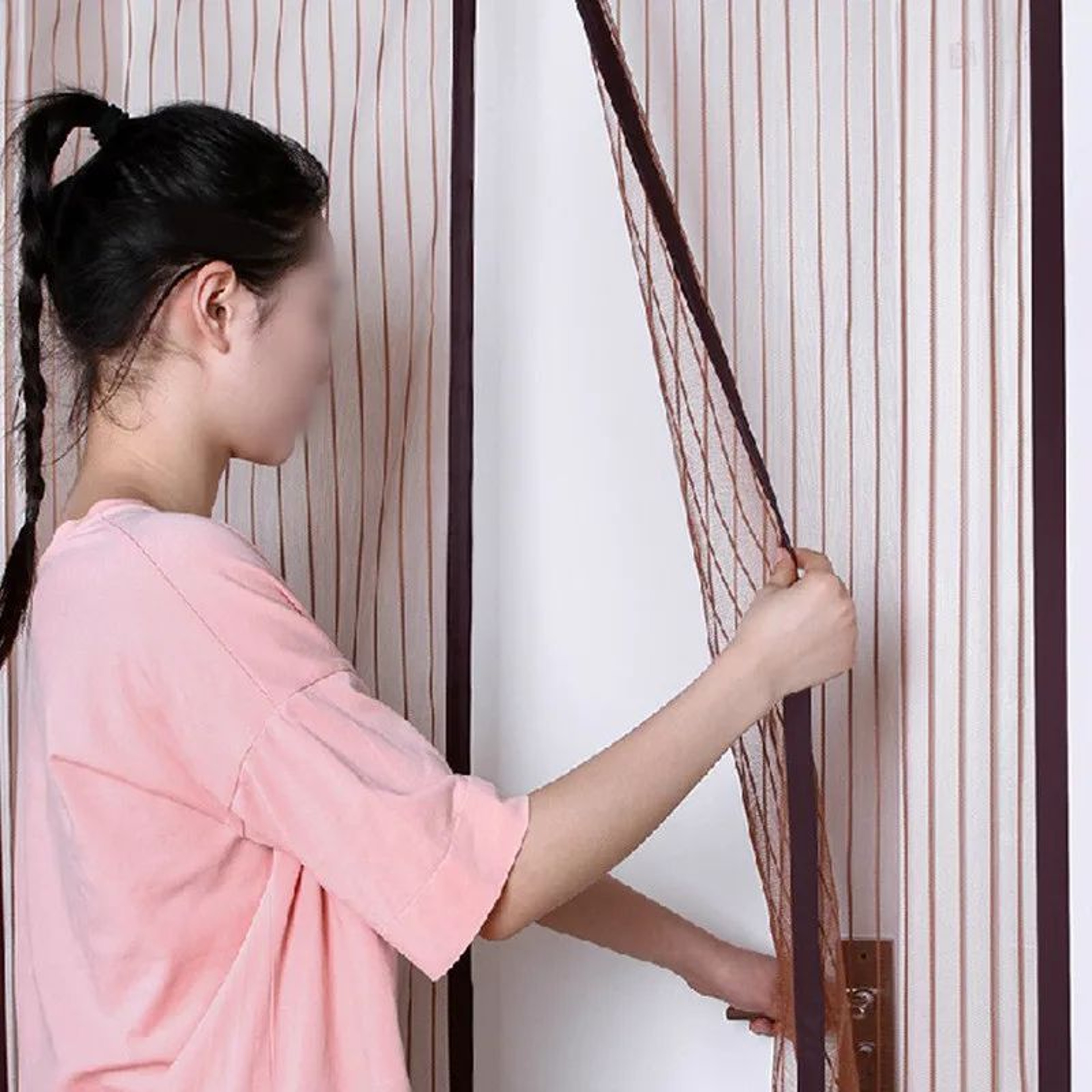 Magnetic Mesh Screen Door With SelfClosing Insect Protection Curtain 4