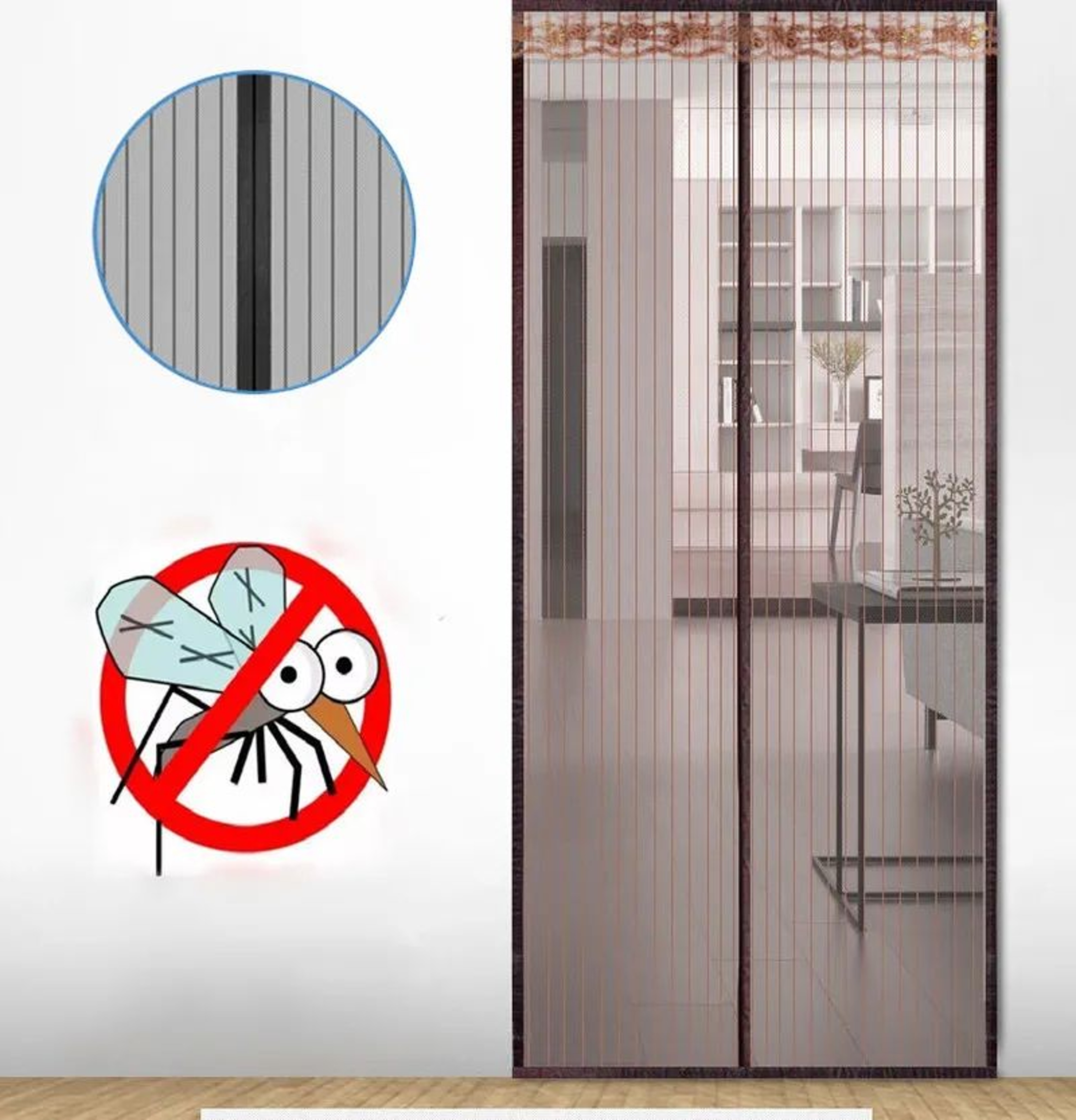 Magnetic Mesh Screen Door With SelfClosing Insect Protection Curtain 0