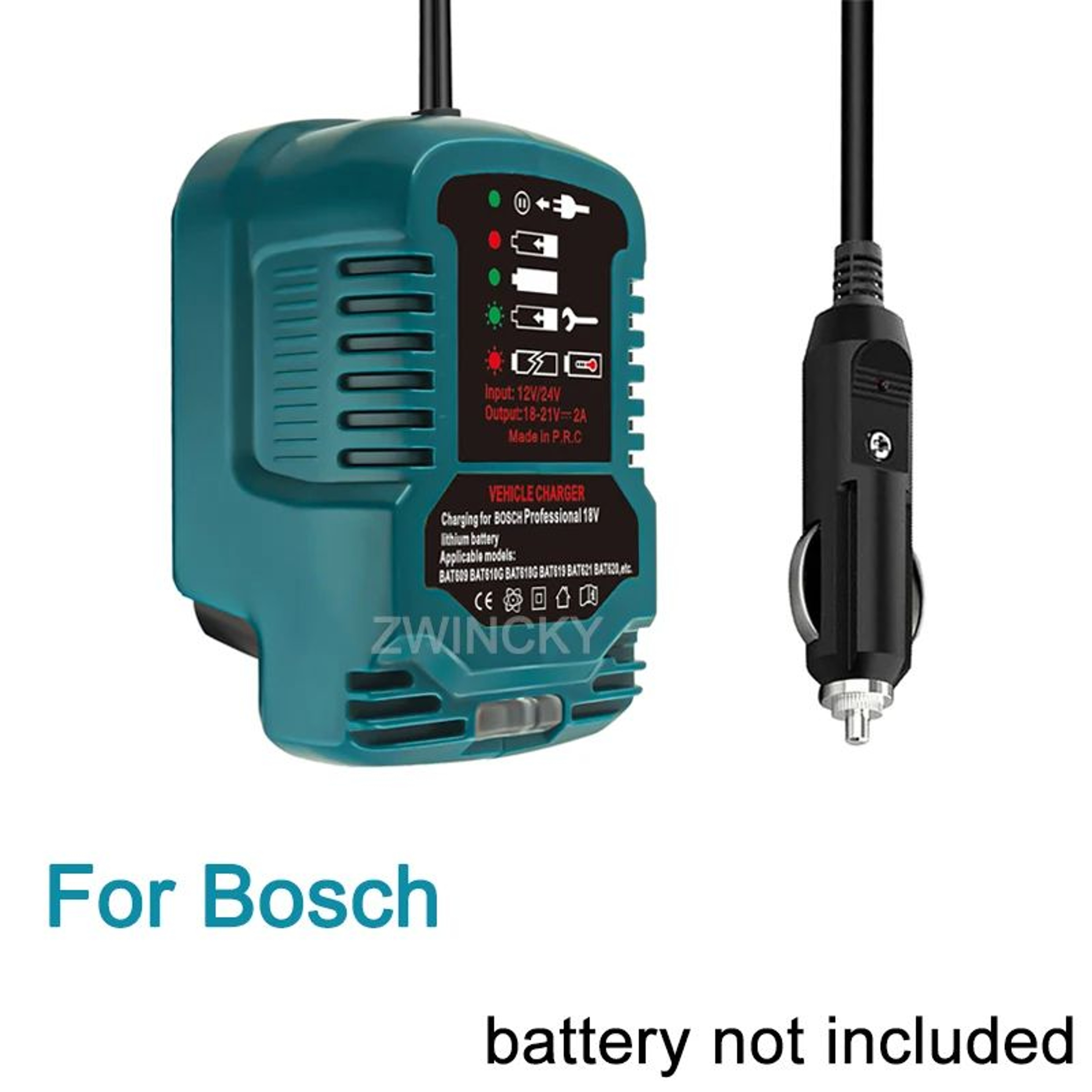 Portable 18V Battery Car Charger With Cigarette Lighter Plug And LED Indicator 8
